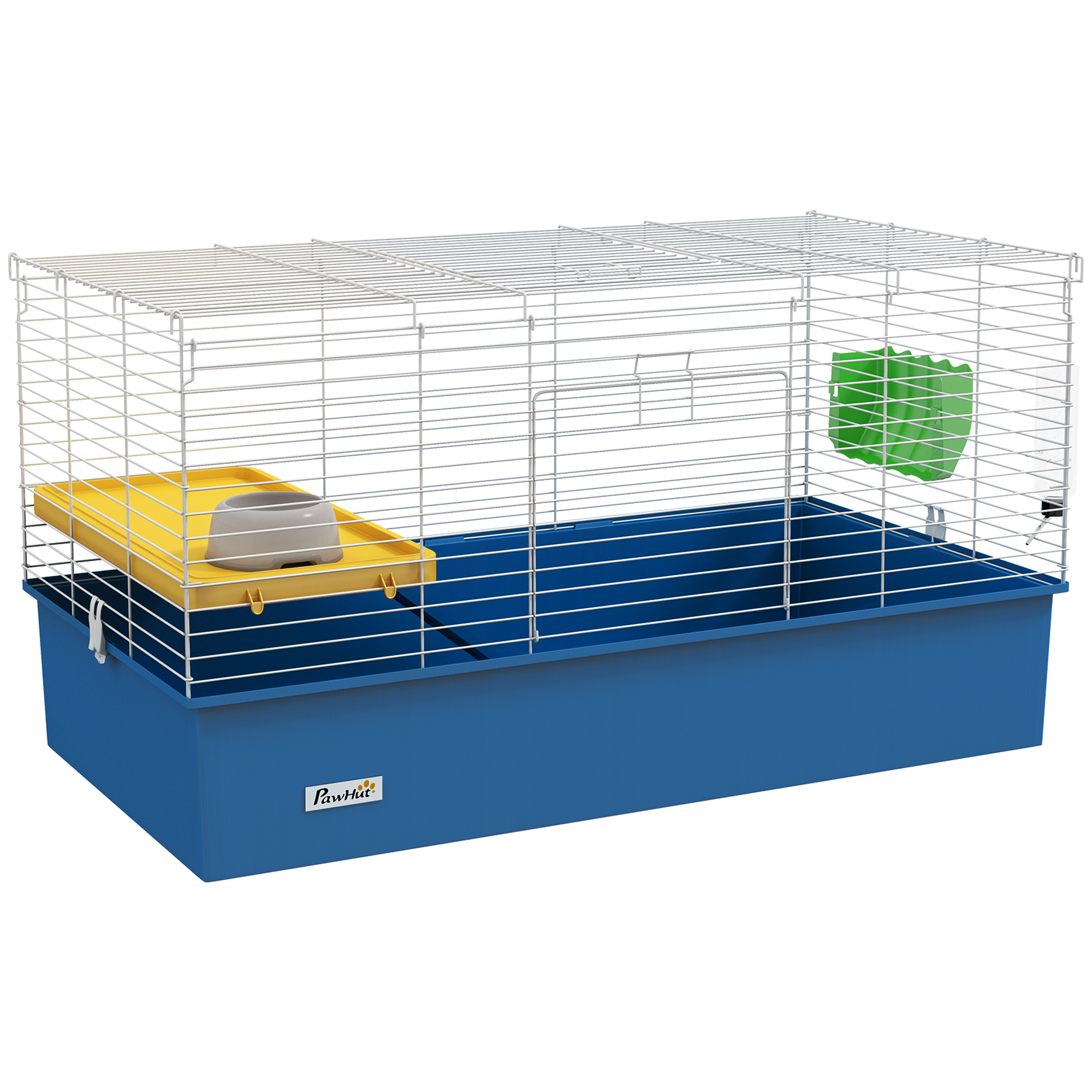PawHut Chinchillas Small Rabbit Guinea Pig Small Animal Cage, Pet Playhouse, with Platform, Ramp, 99 x 52 x 53cm, Black