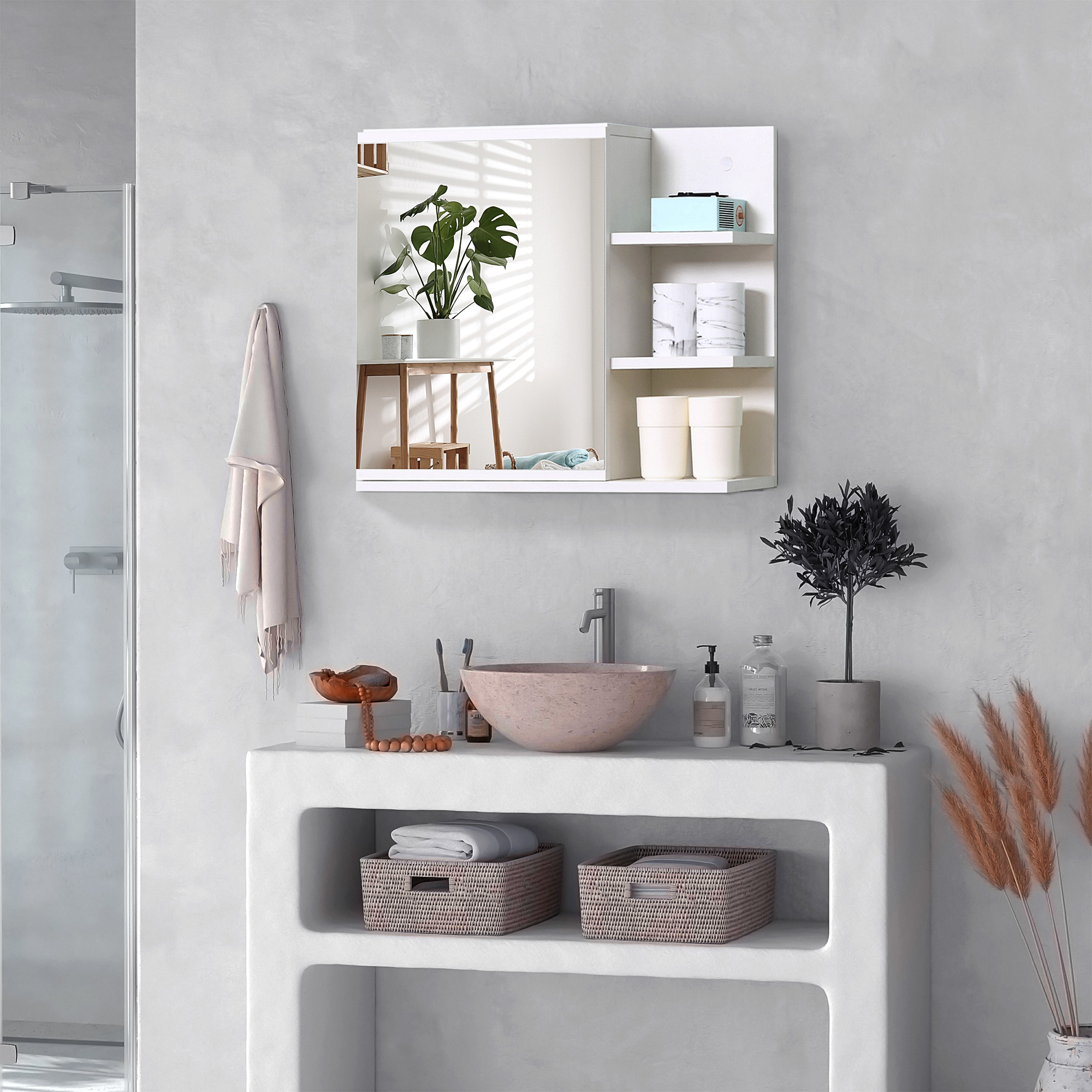 Ensemble Meuble De Salle De Bain VICCO FYNN – Blanc – Meuble Bas + Miroir – 80 Cm