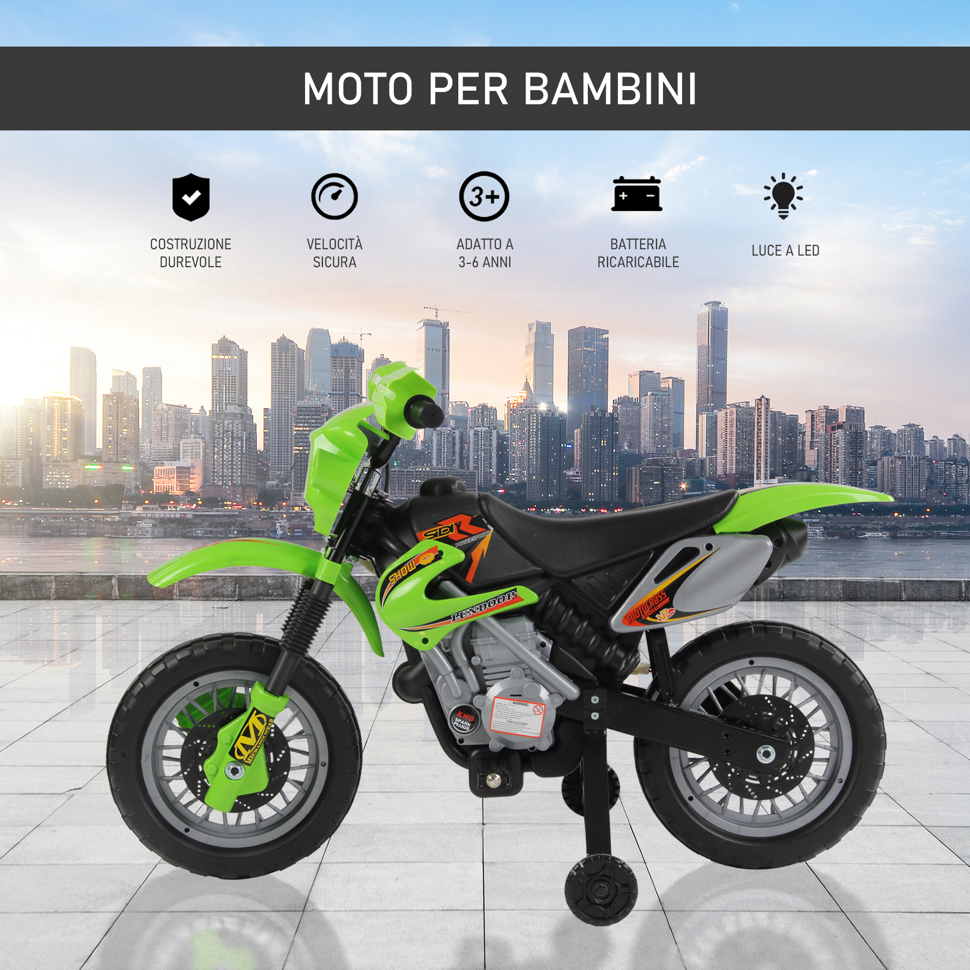 DecHome Moto Elettrica per Bambini 8-12 Anni con Acceleratore Manuale 2 Velocità 8-16km/h colore Verde - GNA629F