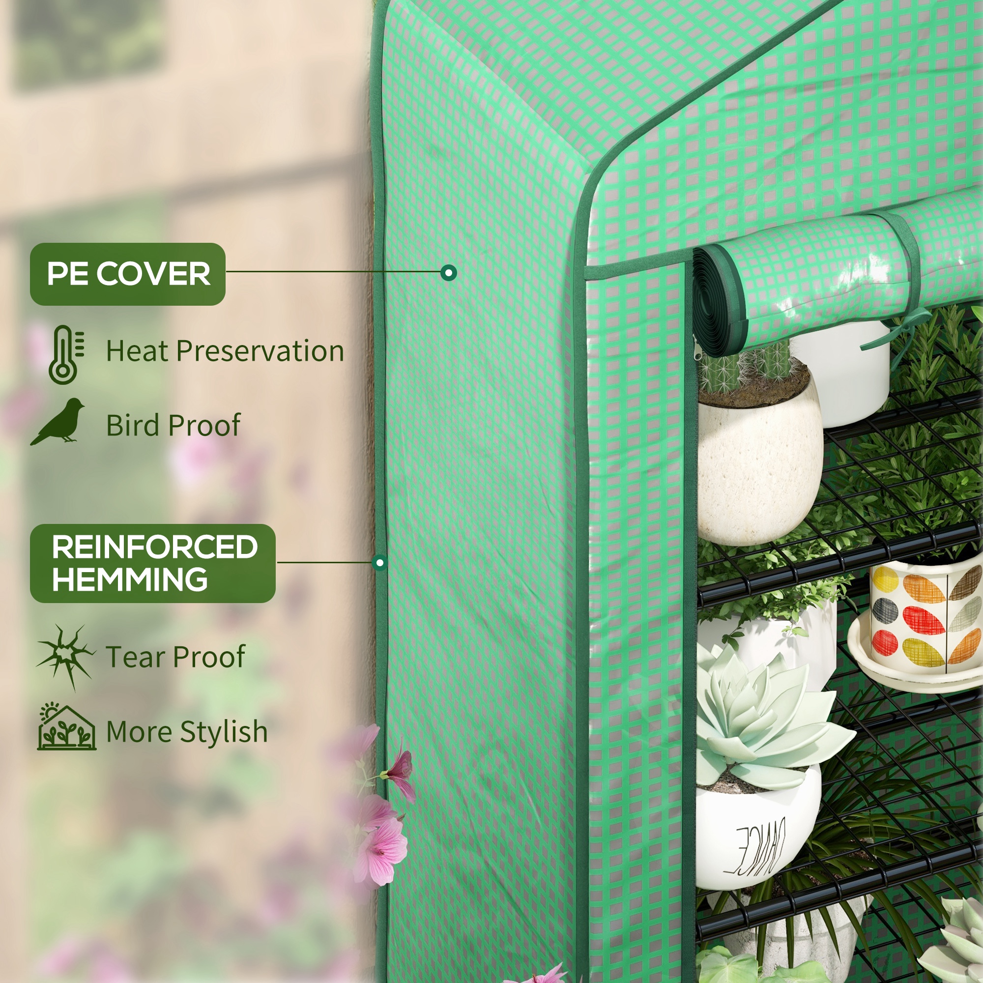 Outsunny Four-Tier Mini Greenhouse, with Reinforced Plastic Cover 4