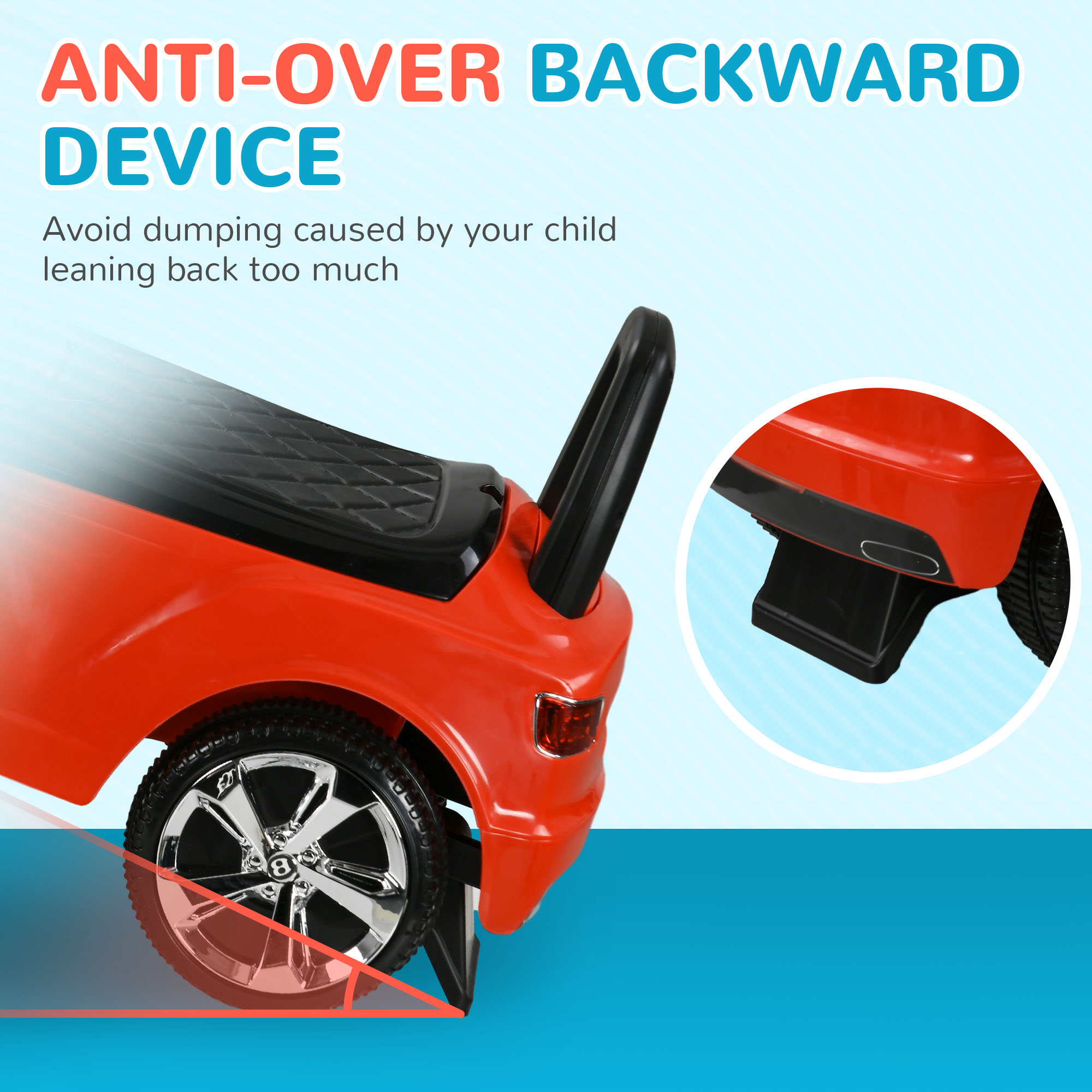 AIYAPLAY Bentley Bentayga Licensed Foot to Floor Ride on Car, Sliding Car Push Along Car w/ Under Seat Storage Red 7