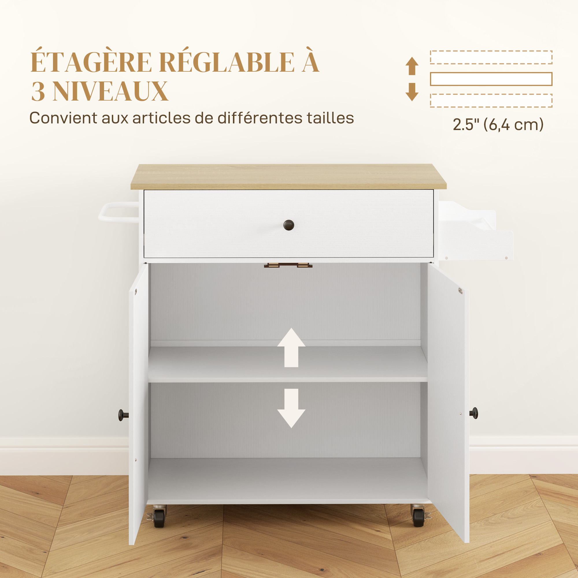 Desserte de cuisine - HOMCOM - roulettes îlot central plateau inox étagère réglable tiroir - métal - 83,5x45,7x90,5cm - noir - Maison Desserte de cuisine - HOMCOM - roulettes îlot central plateau inox étagère réglable tiroir - métal - 83,5x45,7x90,5cm - noir - Maison