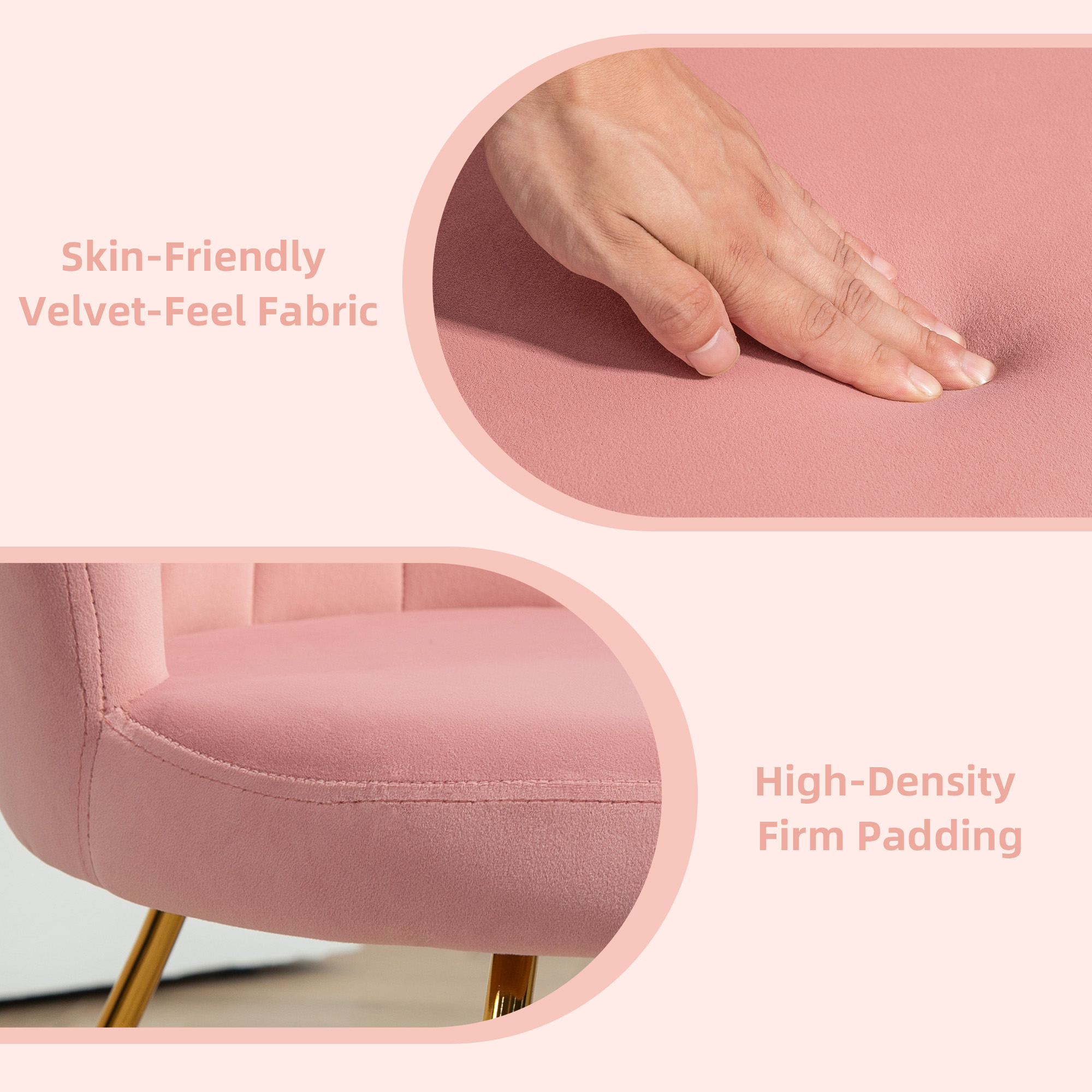 HOMCOM Velvet-Feel Lotus Petal Accent Chair Pink 5