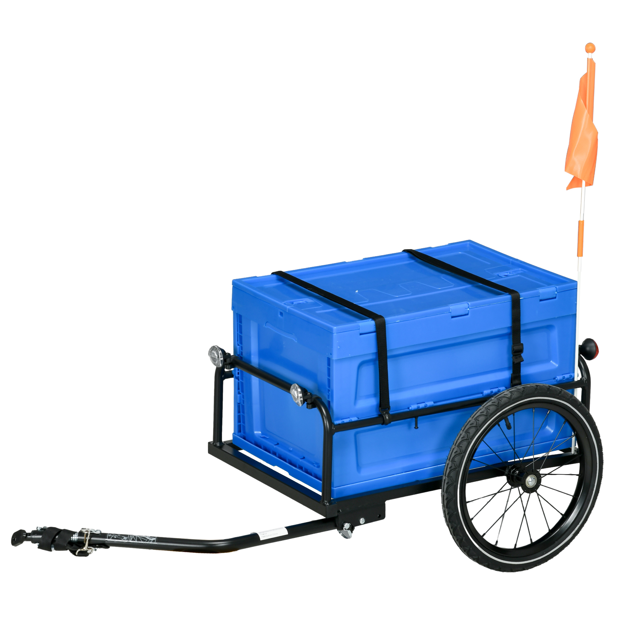 HOMCOM 65L Steel Frame Bike Trailer Storage Box - Black