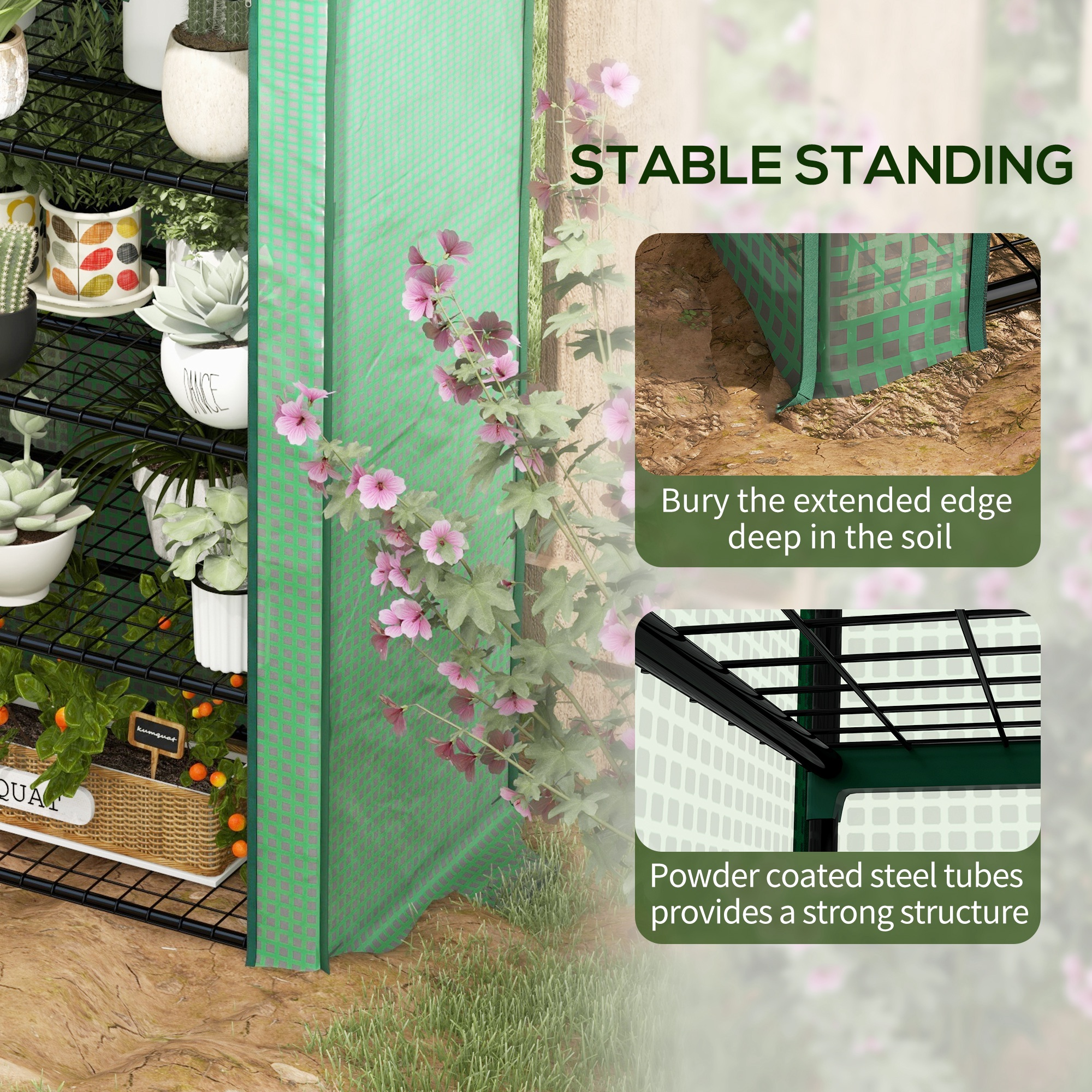 Outsunny Four-Tier Mini Greenhouse, with Reinforced Plastic Cover 7
