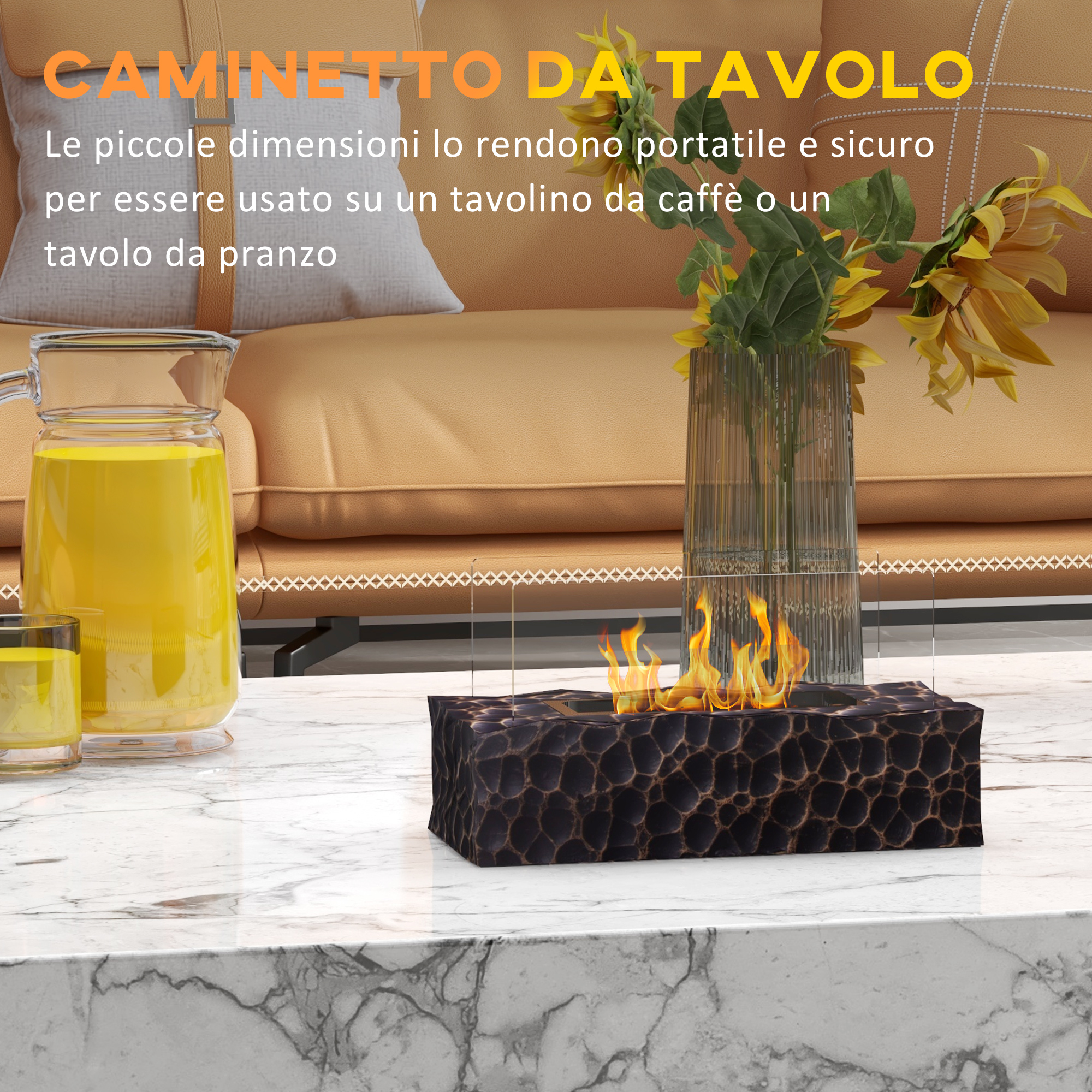 Camino Bioetanolo Da Tavolo Tinboto Con Fiamma A Spirale Tornado, In Vetro Borosilicato E Metallo, Antiscivolo, Brucia Fino A 3 Ore, Per Interni Ed Esterni, Regalo Elegante