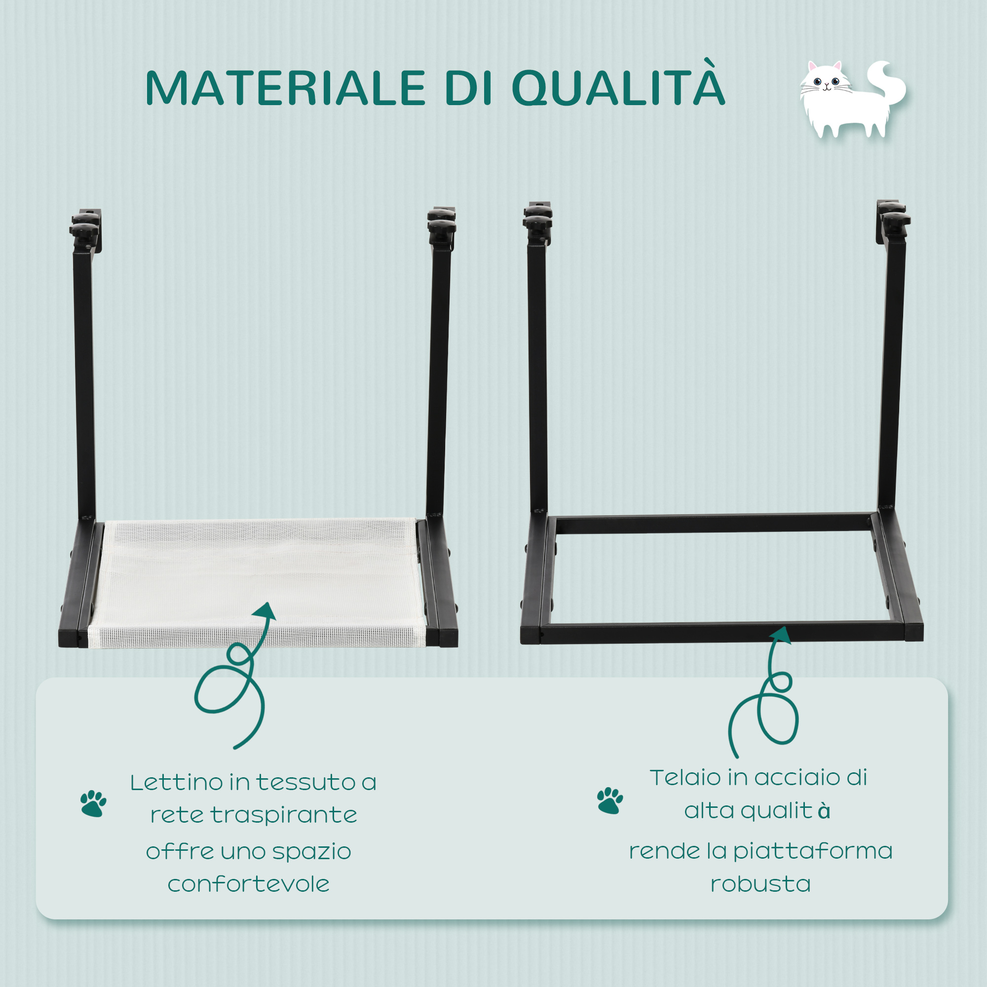 Lettino Parete Per Gatti PawHut - Mensola Imbottita In Pile, 41x28 Cm, Carico 10 Kg, Bianco, Montaggio A Parete