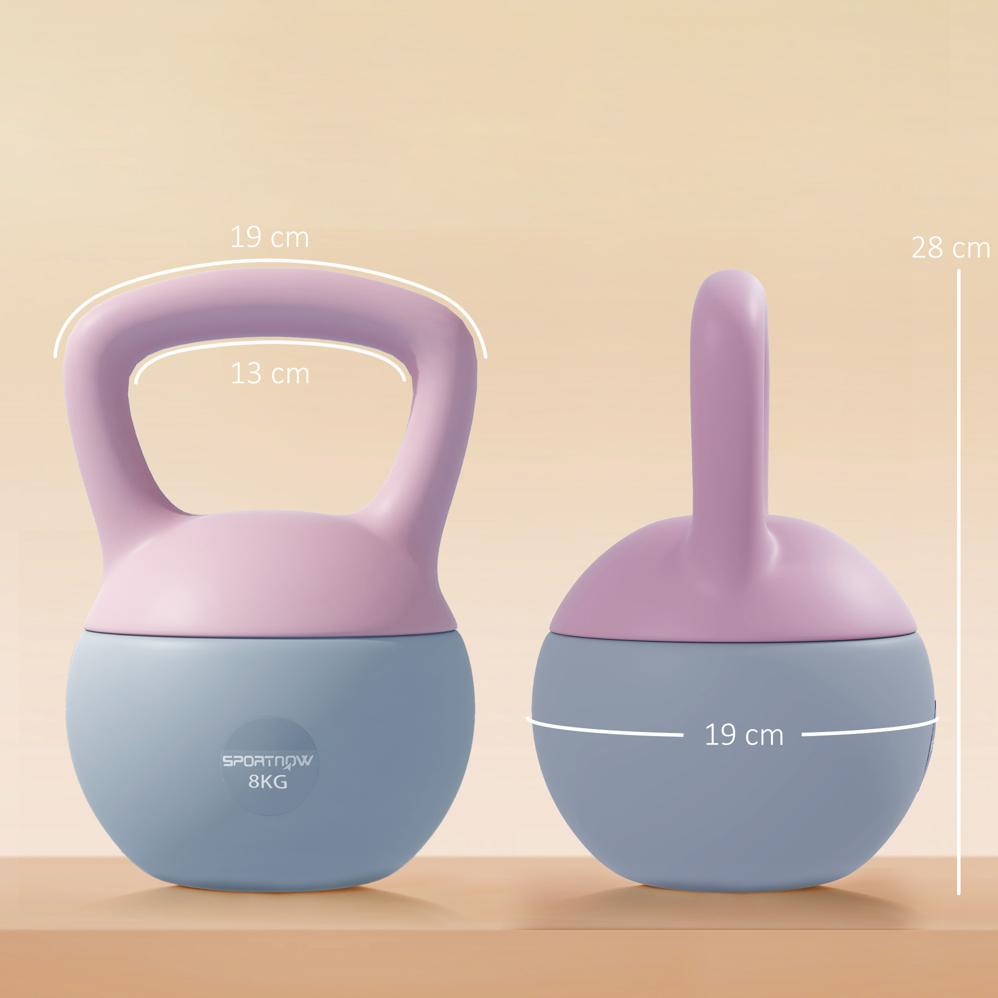SPORTNOW 8KG Soft Kettlebell, Kettlebell with Non-Slip Handle for Home Gym, Weight Lifting, Strength Training, Purple/Grey 3