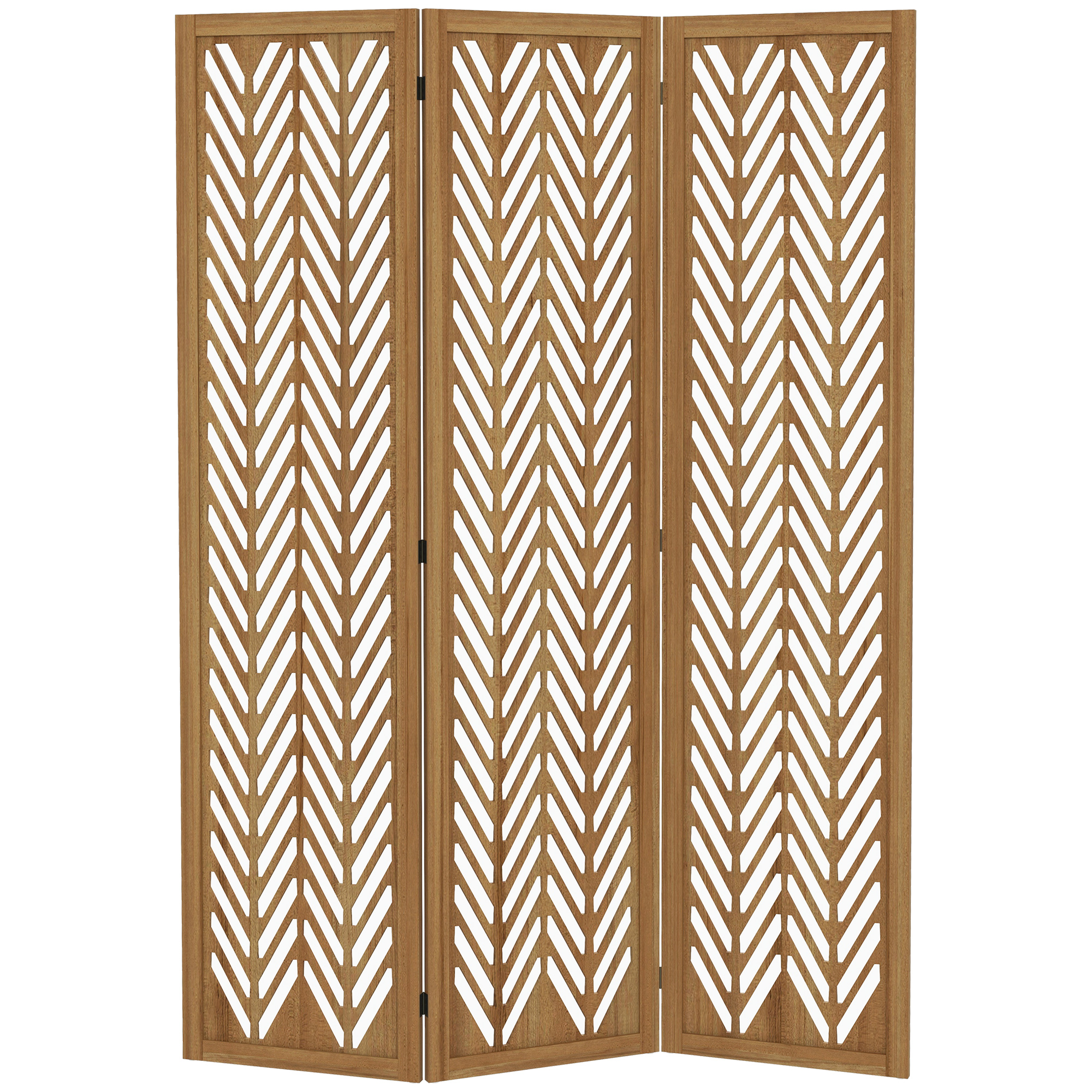 HOMCOM Paravent en bois ajouré séparateur de pièce closion intérieur pliable 3 panneaux en bois 120 x 170 cm naturel