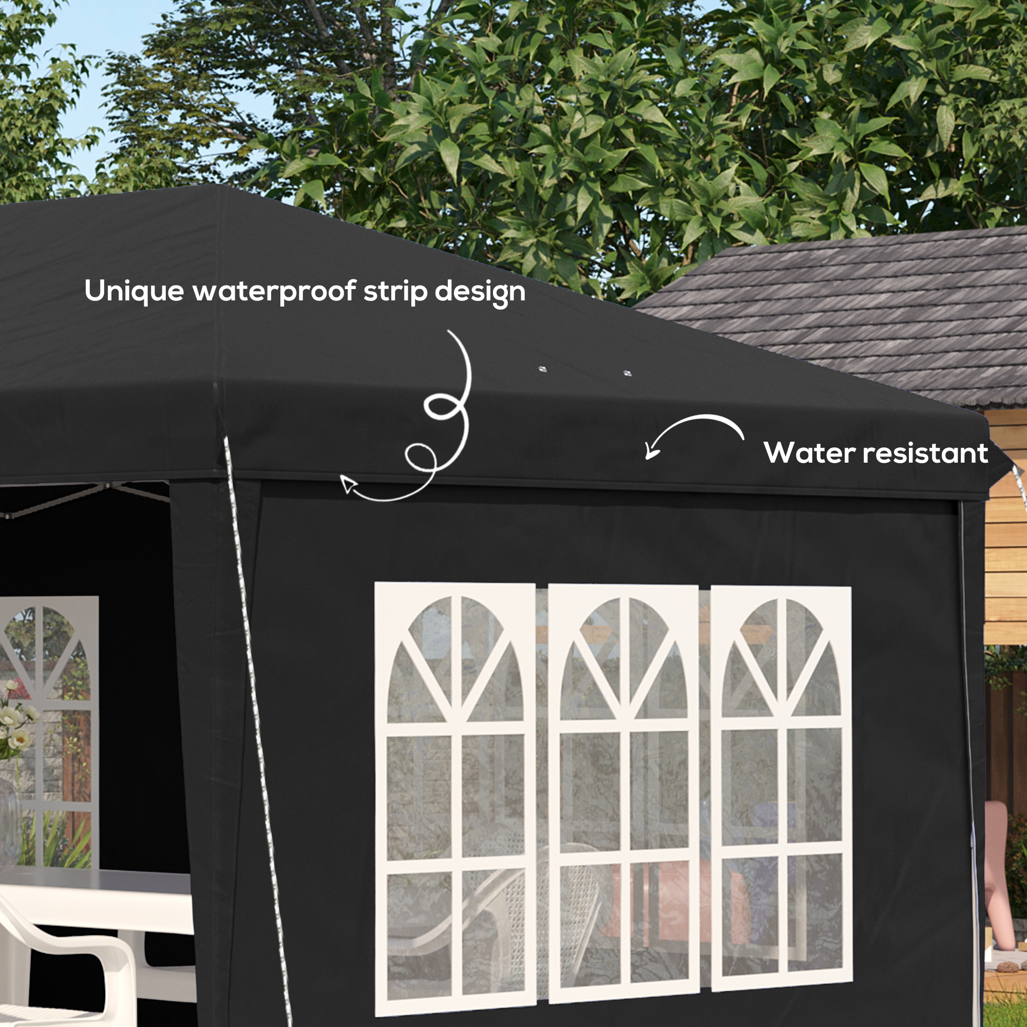 Outsunny 3 x 6m Pop-Up Gazebo, with Removable Walls Black 6