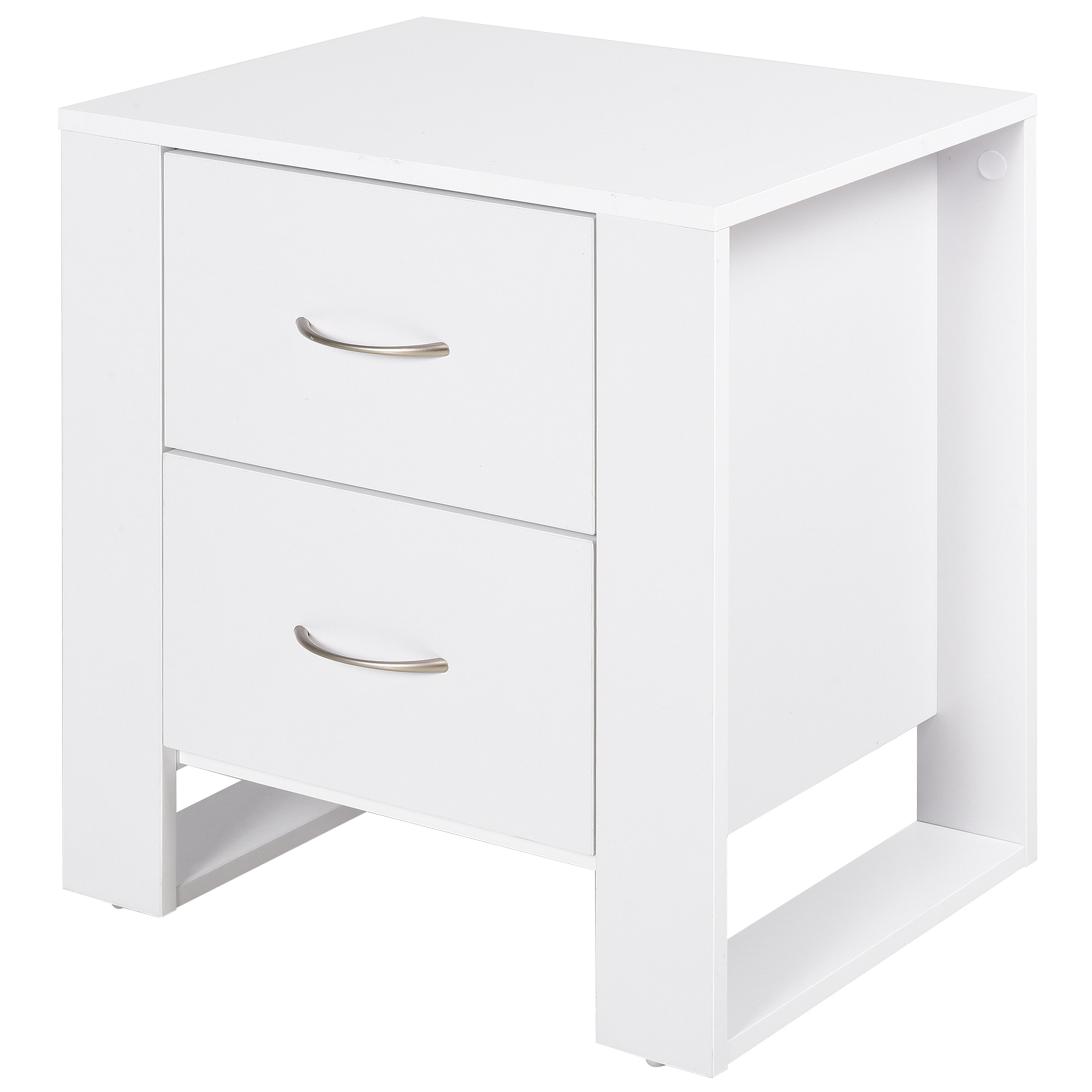 Table de Chevet Blanche Contemporaine 2 Tiroirs Rangement Compact