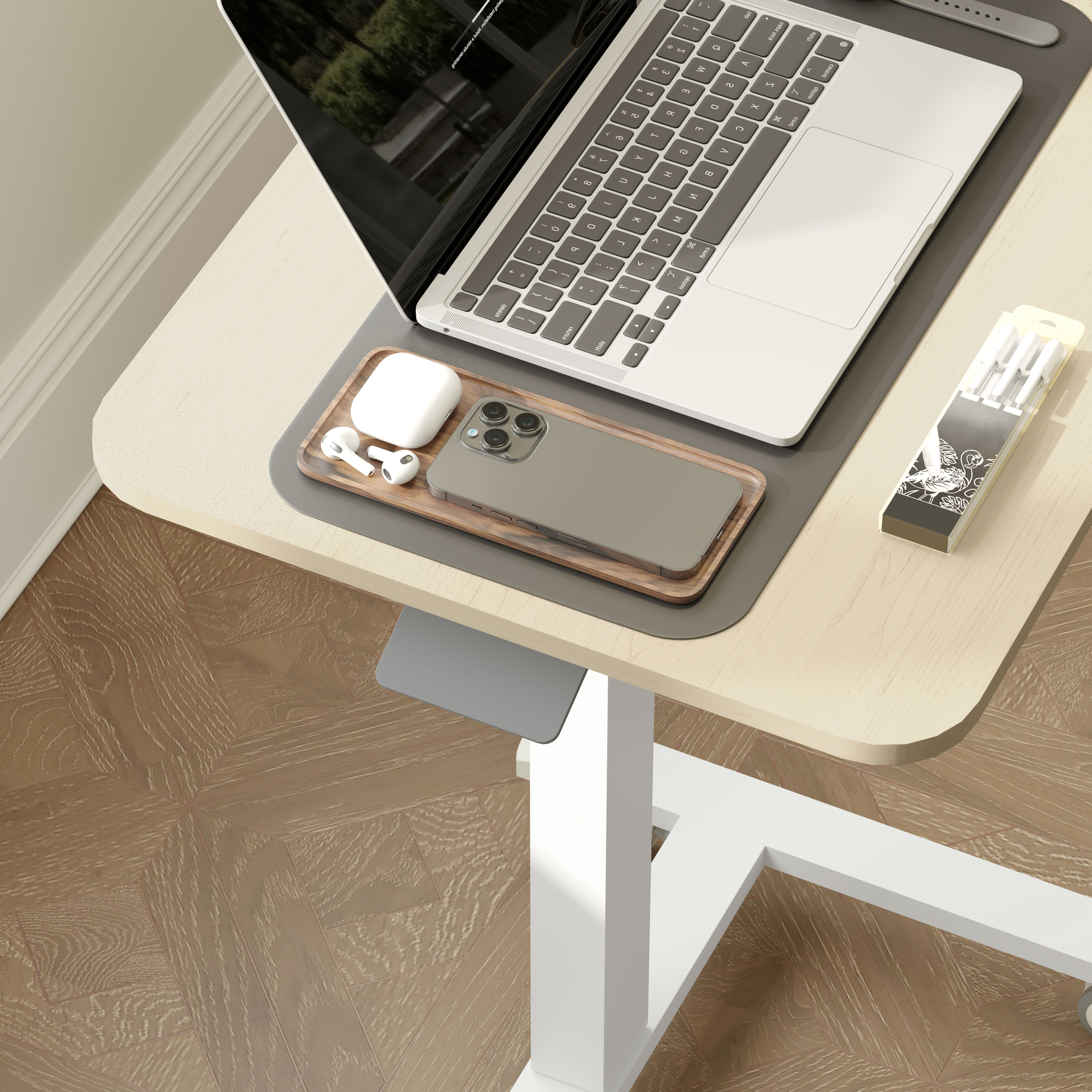 Vinsetto 68-108cm Height Adjustable Work Desk Wood-Effect/White 9
