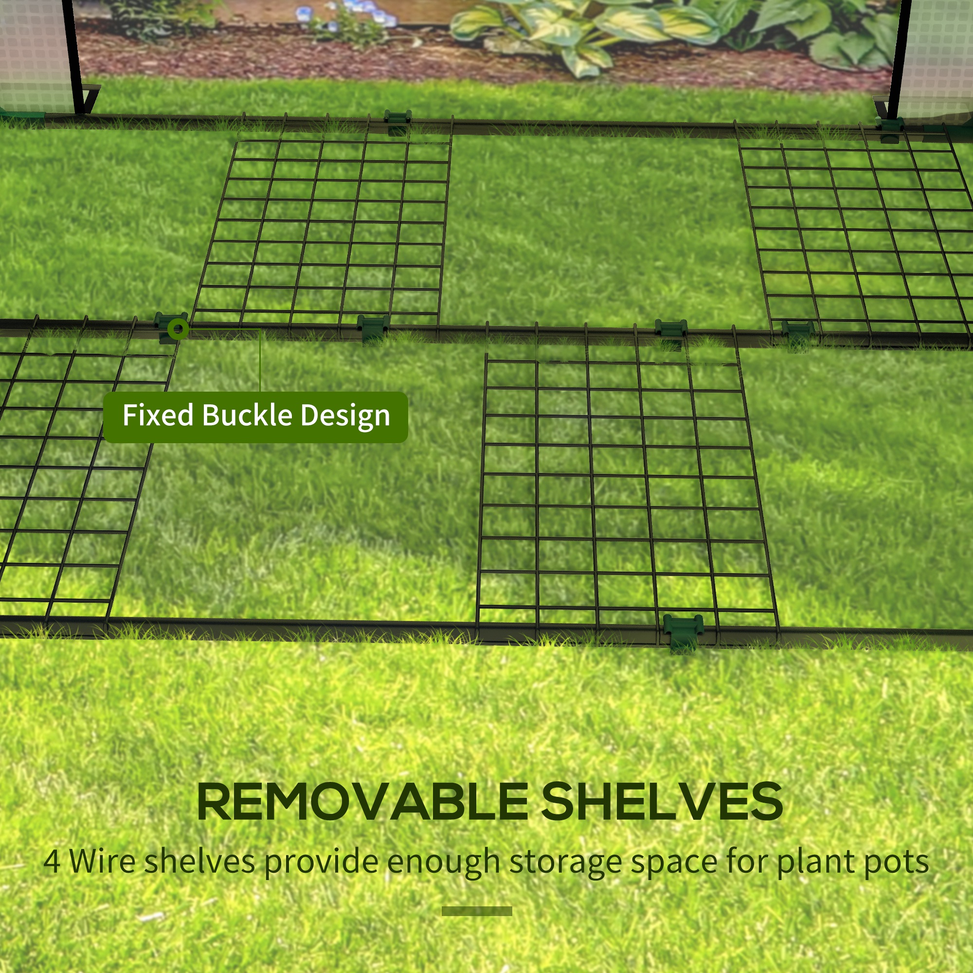 Outsunny Mini Greenhouse with 4 Wire Shelves, Portable Tomato Greenhouse, Upgraded Garden Grow House for Plants with Roll Up Door and Vents, 100 x 80 x 150cm, White 7