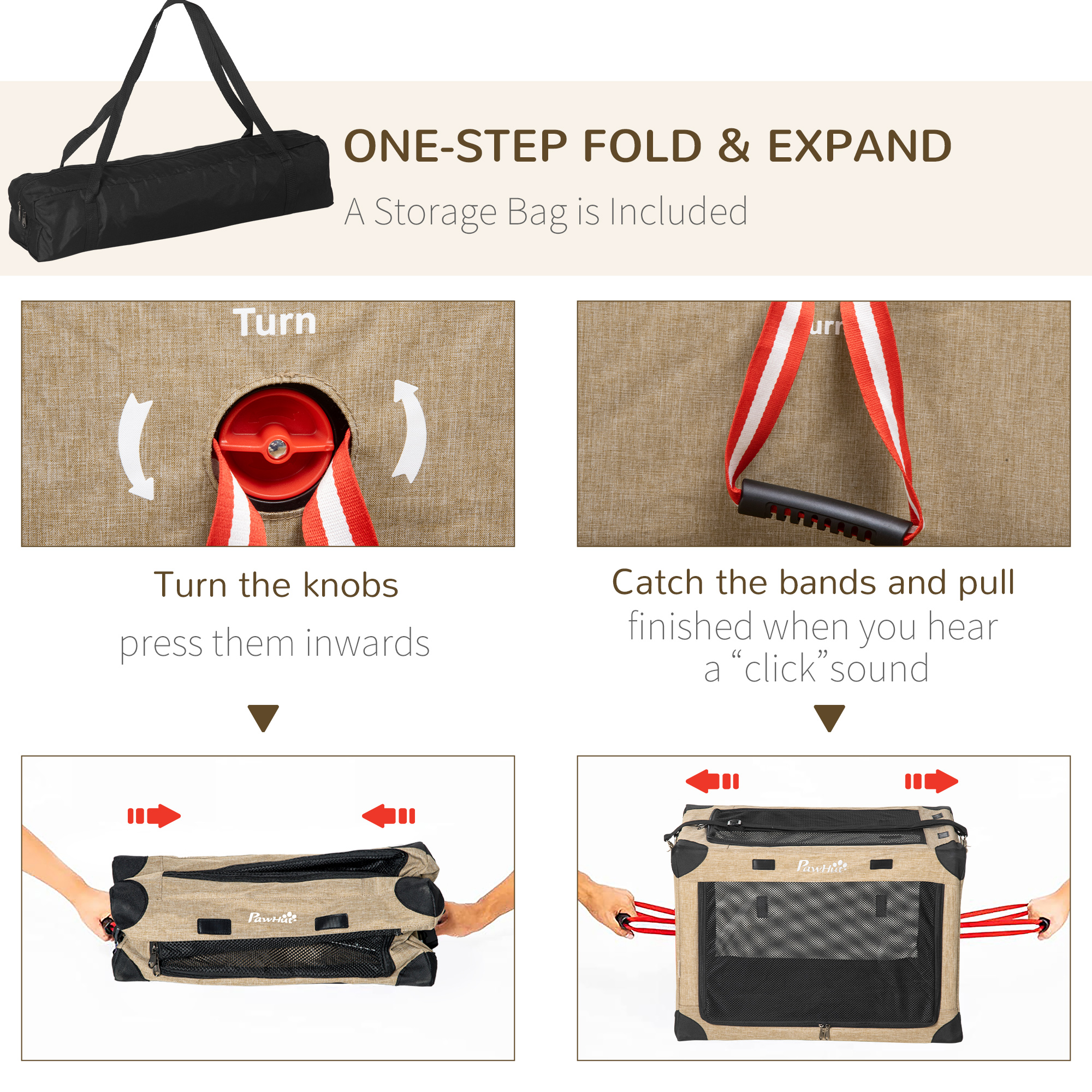 PawHut Foldable Pet Carrier, with Cushion, for Small Dogs and Cats 5