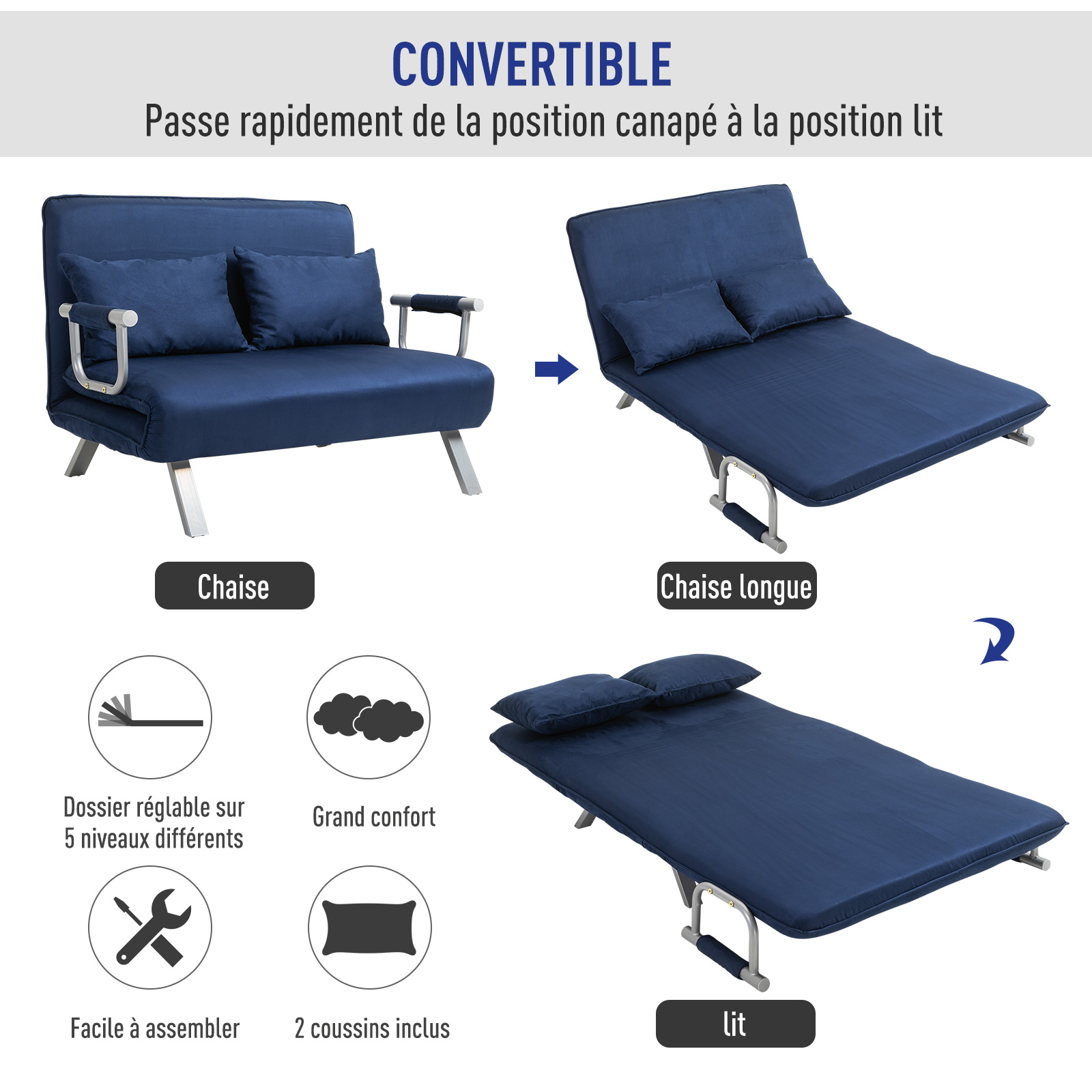 Votre salon manque de style ? Ce canapé convertible ELIO est à -51 % chez Conforama, à saisir