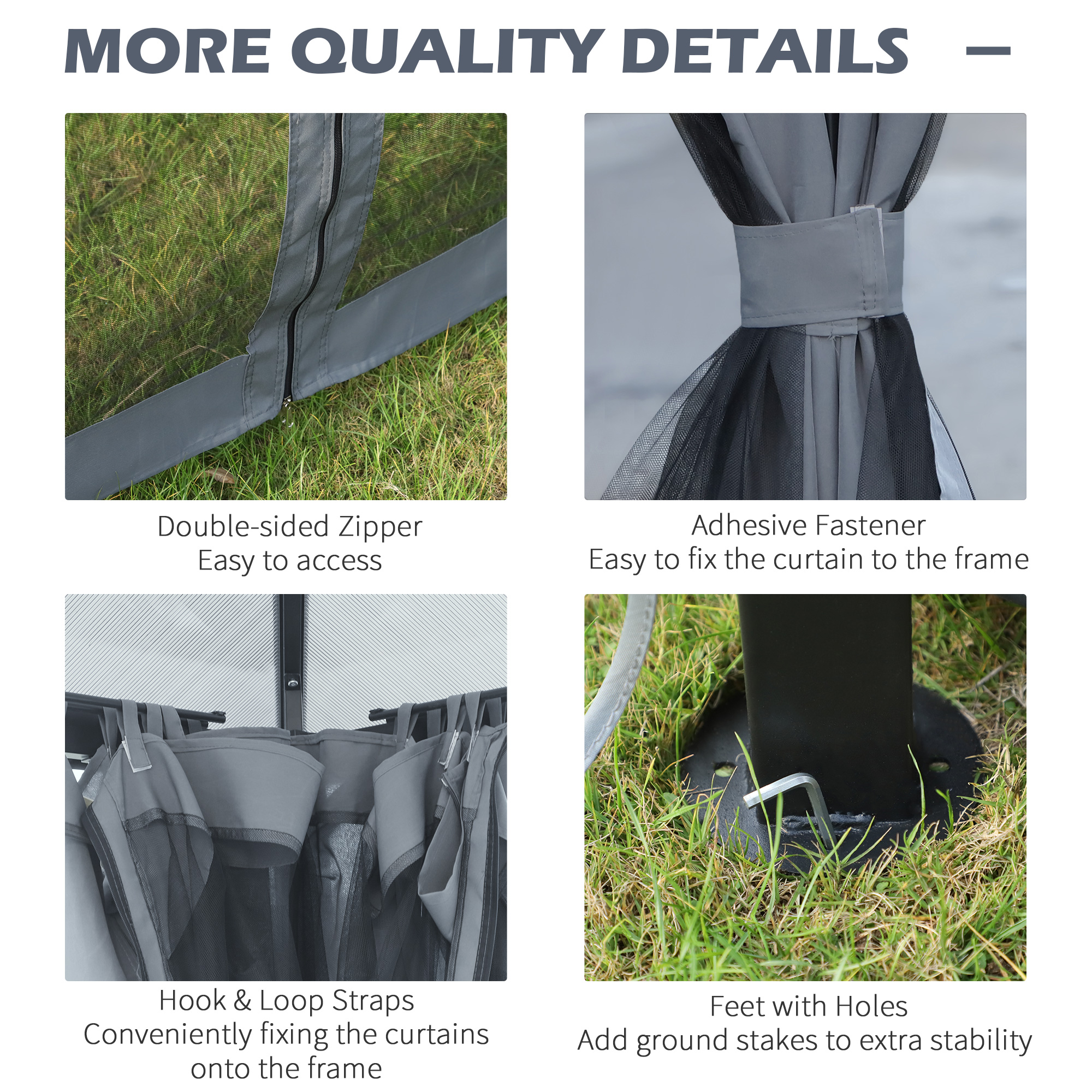 Outsunny 3 x 3.6m Garden Aluminium Gazebo Hardtop Roof Canopy Marquee Party Tent Patio with Mesh Curtains & Side Walls Grey 5