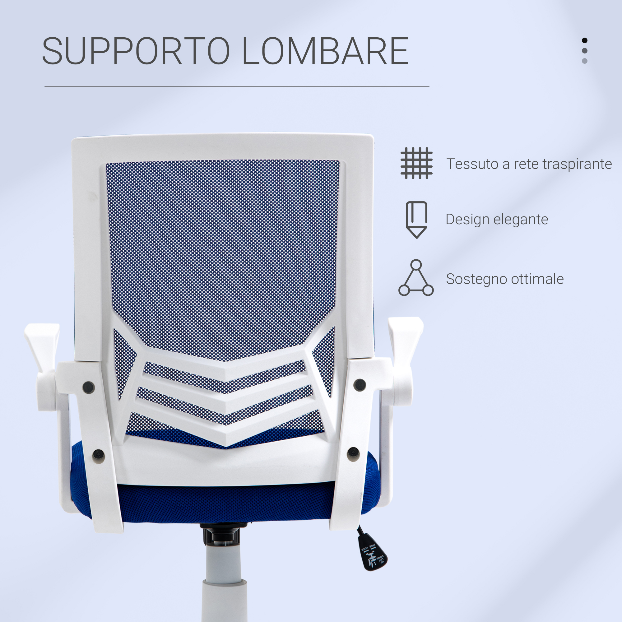 Sedia da Ufficio Ergonomica Girevole, Poltrona con Braccioli e Supporto