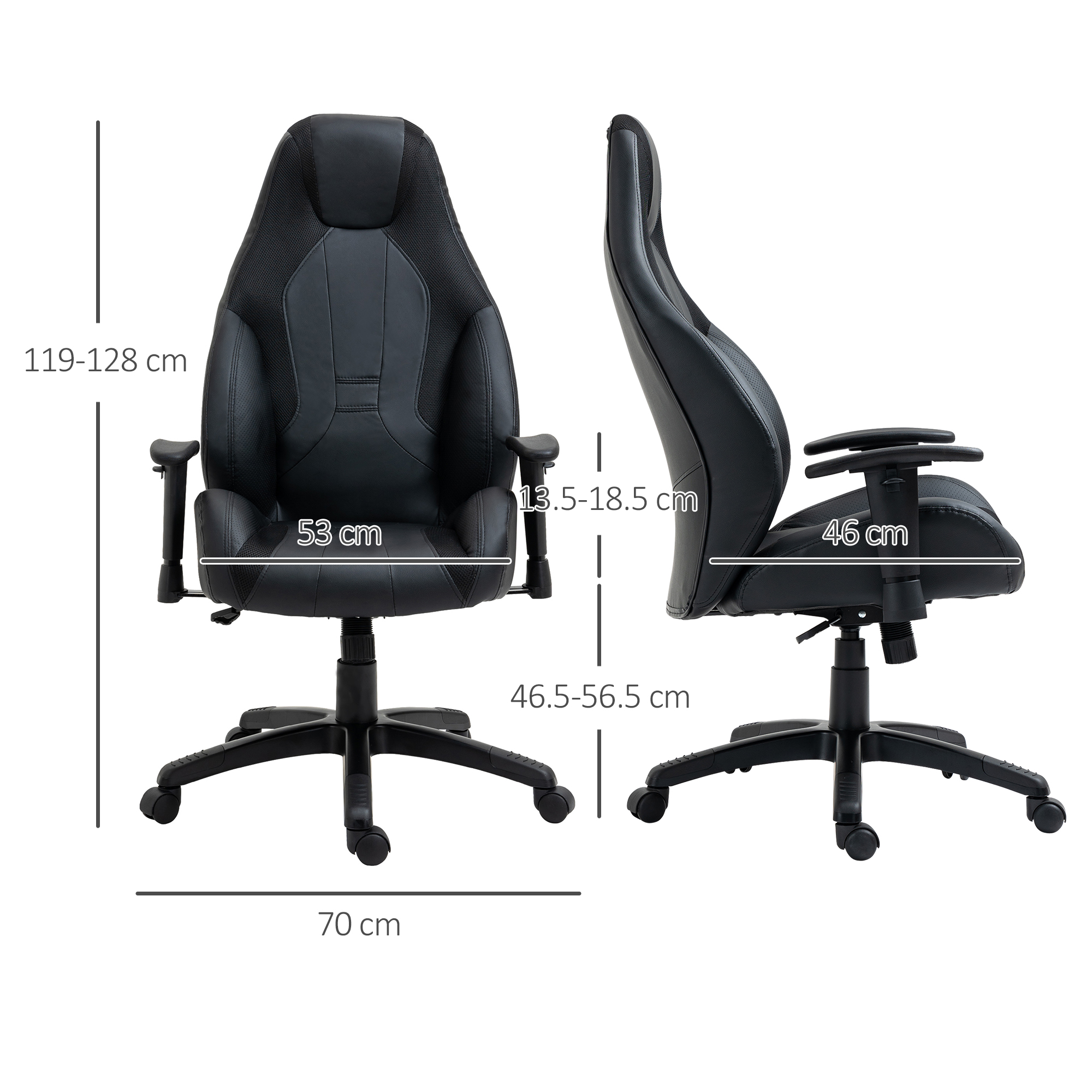 Vinsetto Racing Gaming Chair, Mesh & Faux Leather Computer Chair with High Back, Swivel Wheels, Adjustable Height and Armrest, Black 3