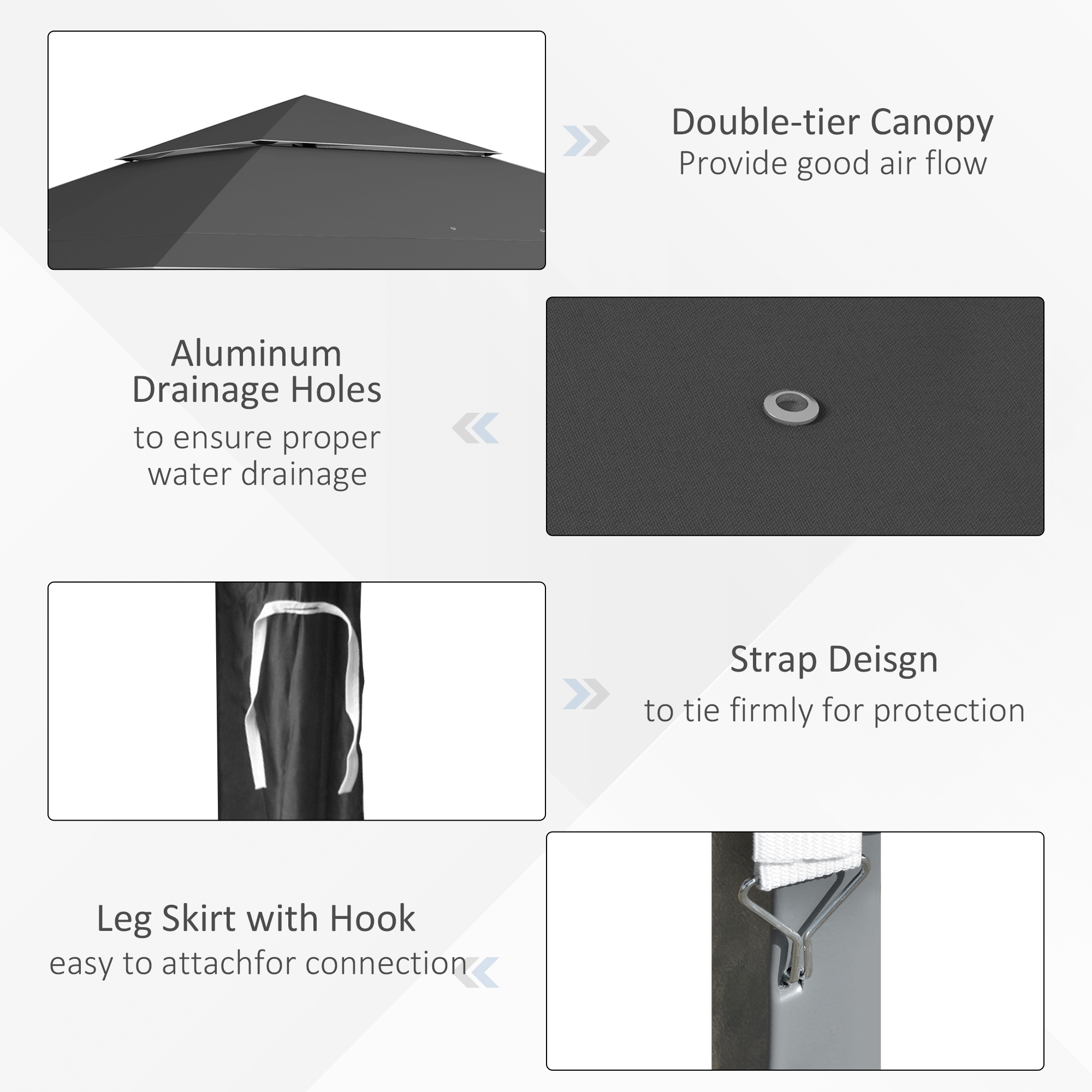 Outsunny 4 x 4m Pop-up Gazebo Double Roof Canopy Tent with UV Proof, Roller Bag & Adjustable Legs Outdoor Party, Steel Frame, Dark Grey 7