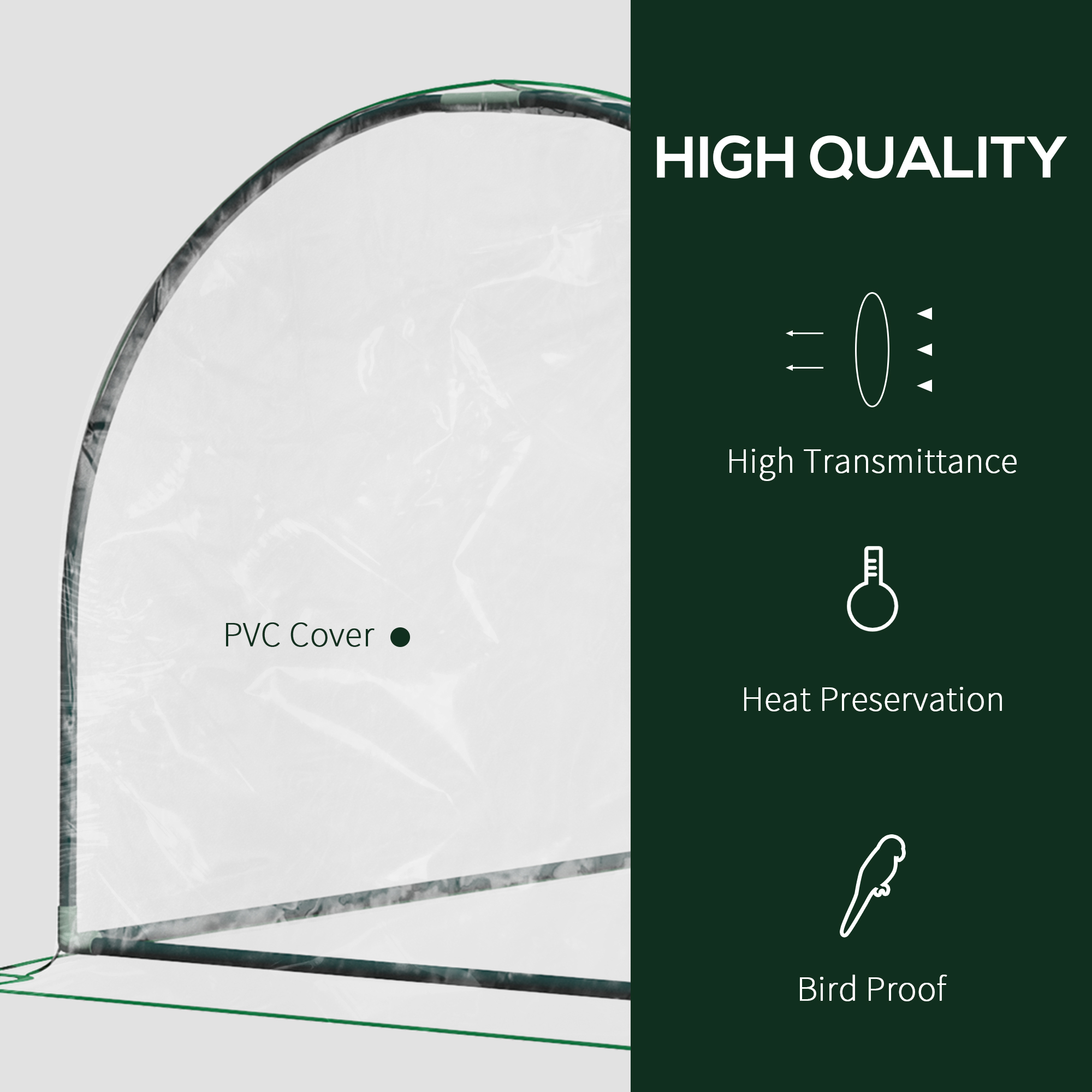Outsunny Tunnel Greenhouse Green Grow House for Garden Outdoor, Steel Frame, PVC Cover, Transparent, 200 x 100 x 80cm 6