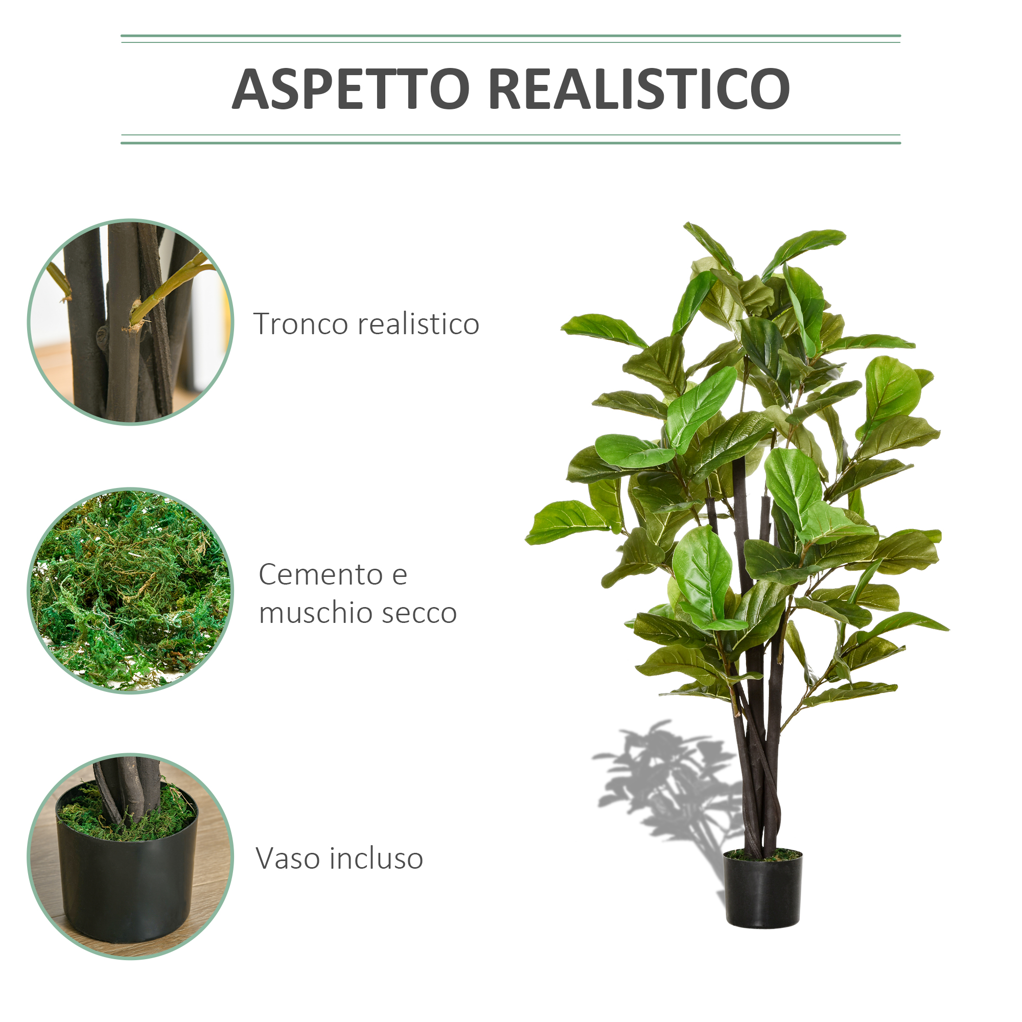 Albero Di Ficus Artificiale 1,5 M – Pianta Finta In Seta Con Cesto Intrecciato, Per Interni/Esterni, Decorazione Casa E Giardino - 2