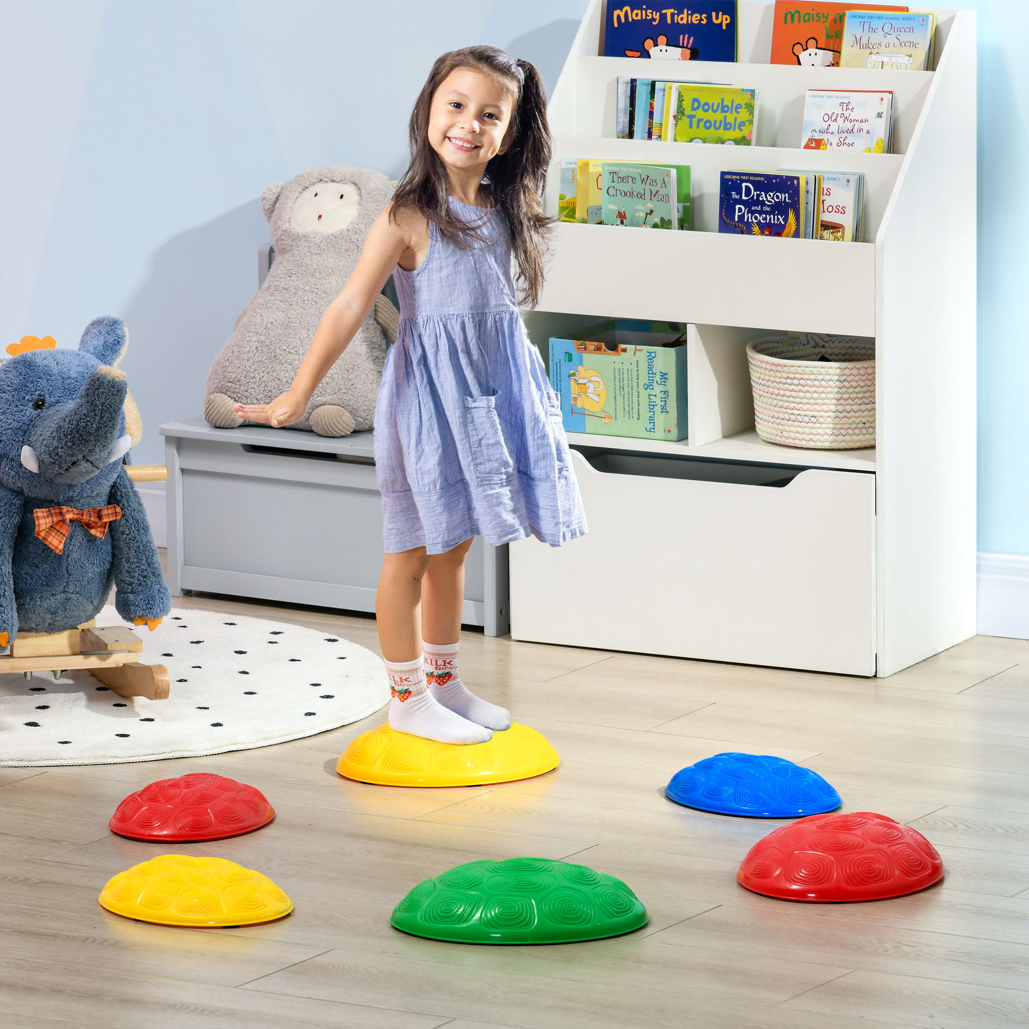 ZONEKIZ Six-Piece Kids Stepping Stones, with Non-Slip Mats, Balance River Stones 2