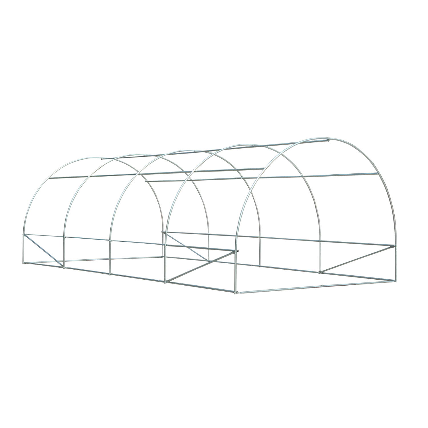 OUTSUNNY Serre De Jardin Tunnel 6 M² Porte 4 Fenêtres Acier Galvanisé PE Vert Pas Cher