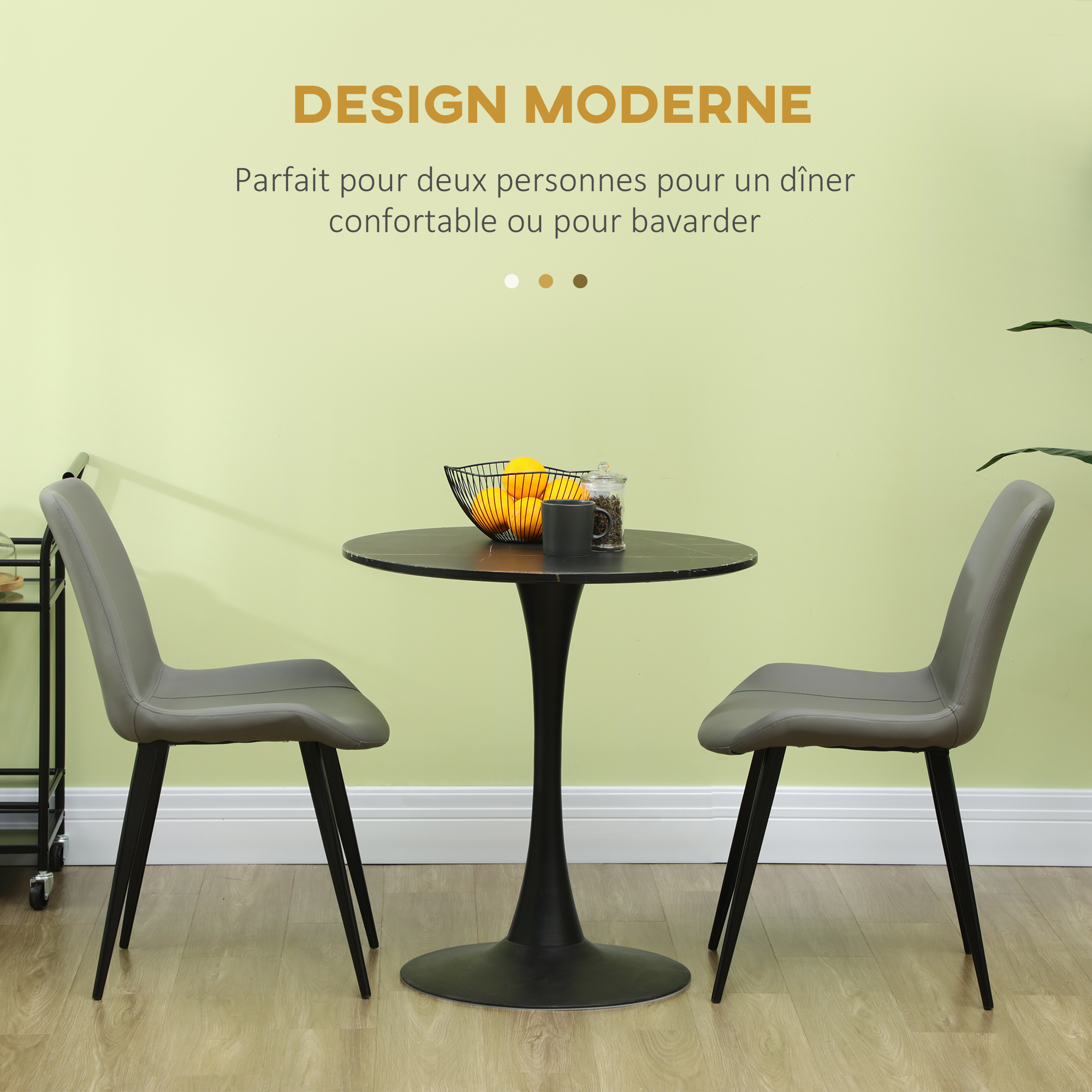 HOMCOM Lot De 2 Chaises Salle à Manger Velours Gris - Siège Rembourré Pieds Bois - Confort & Élégance