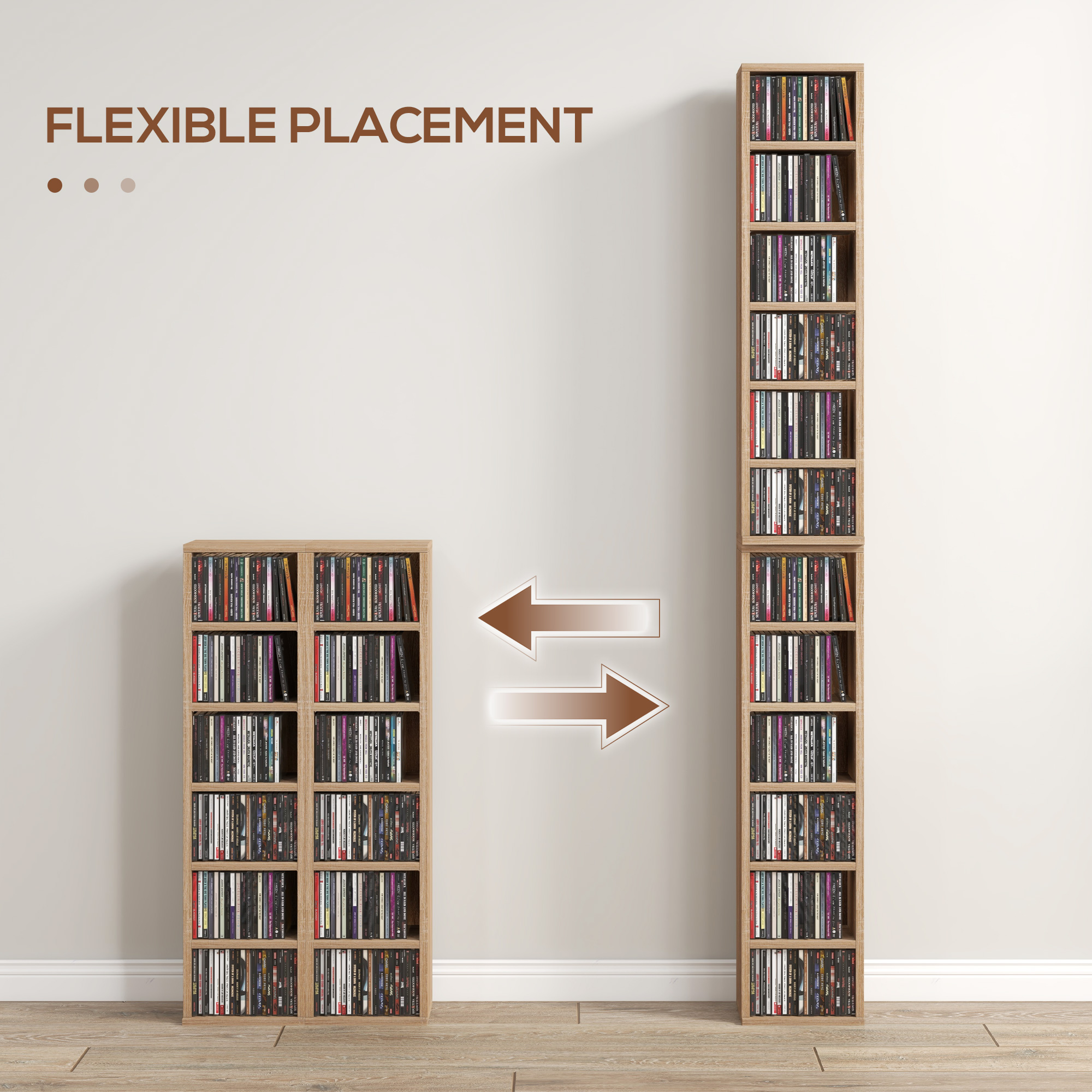 HOMCOM Set of Two 102 CD Storage Units Wood-Effect 5