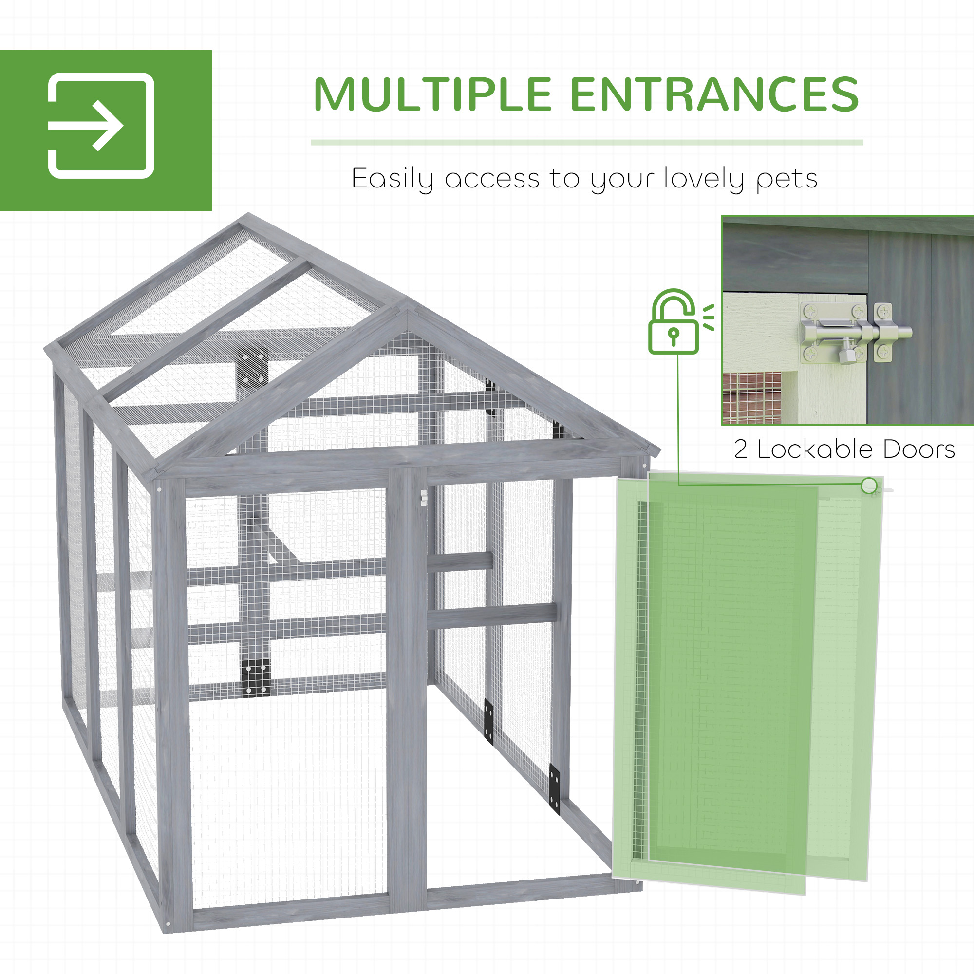 PawHut Large Chicken Run, Wooden Chicken coop, with Combinable Design Wood Effect 5