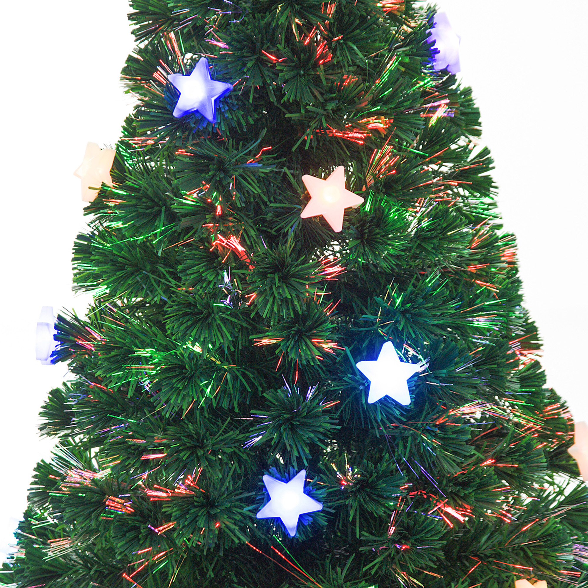 HOMCOM 5FT Prelit Artificial Christmas Tree Fibre Optic Star LED Light Holiday Home Xmas Decoration with LED Light for Indoor Party, Green 8
