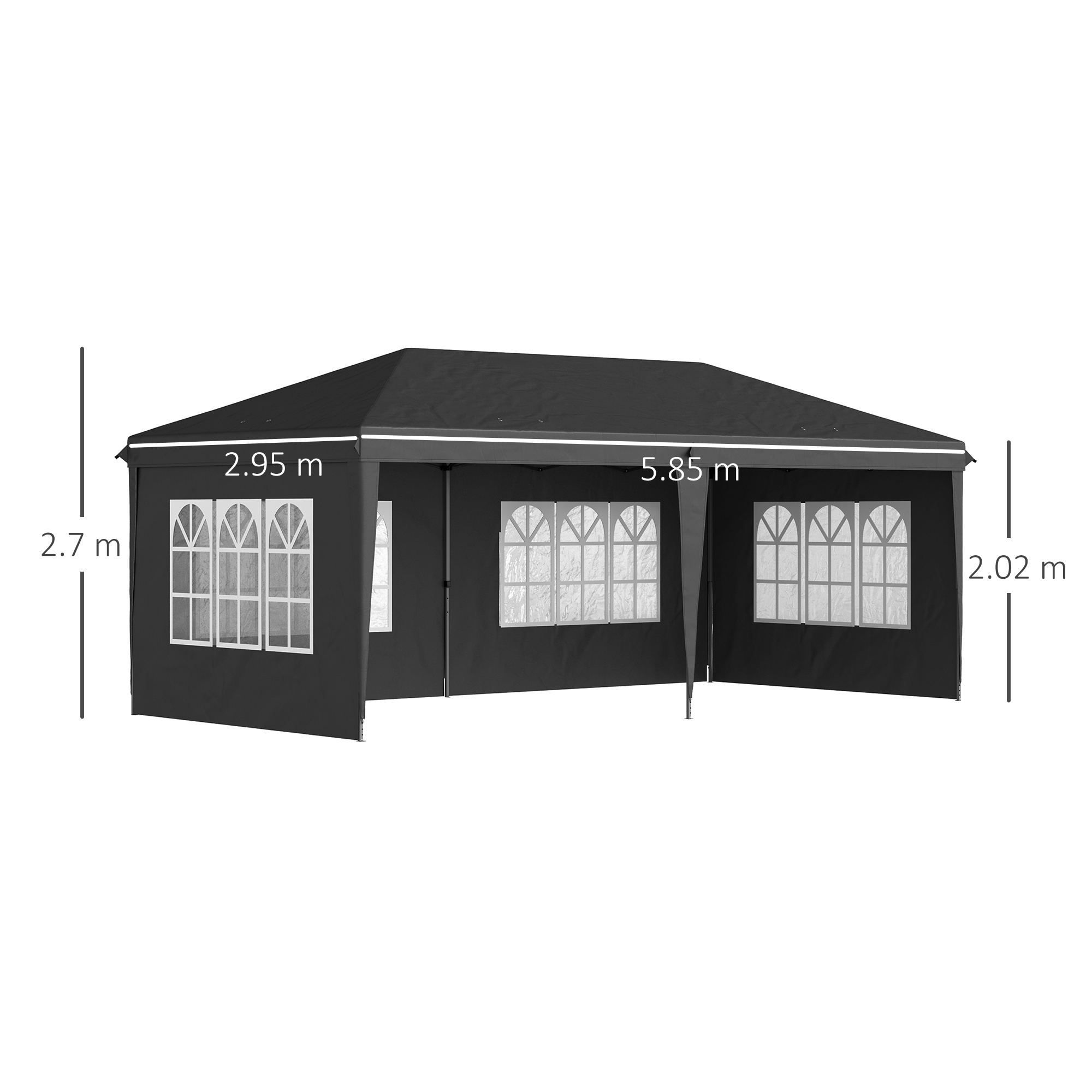 Outsunny 3 x 6m Pop-Up Gazebo, with Removable Walls Black 3