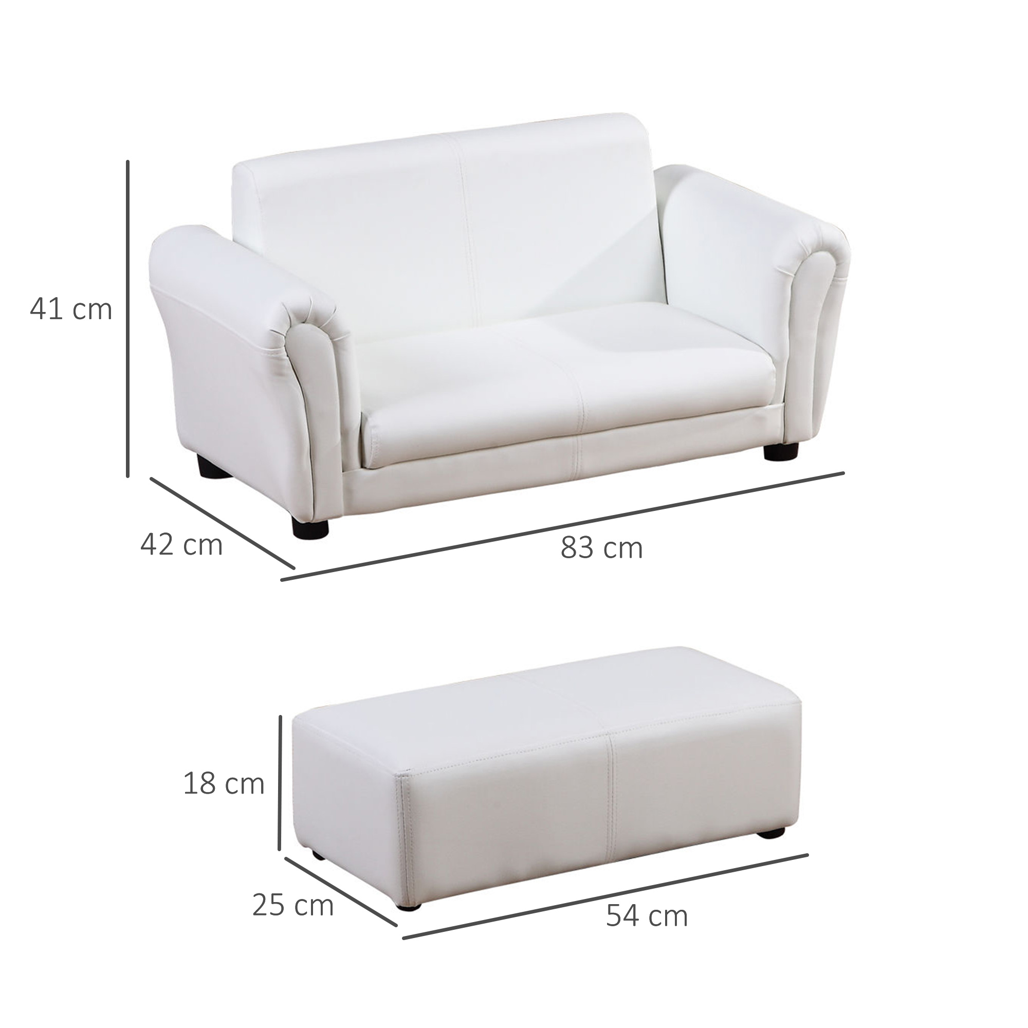 HOMCOM 2 Seater Toddler Chair Kids Twin Sofa Childrens Double Seat Chair Furniture Armchair Boys Girls Couch w/ Footstool (White) 3