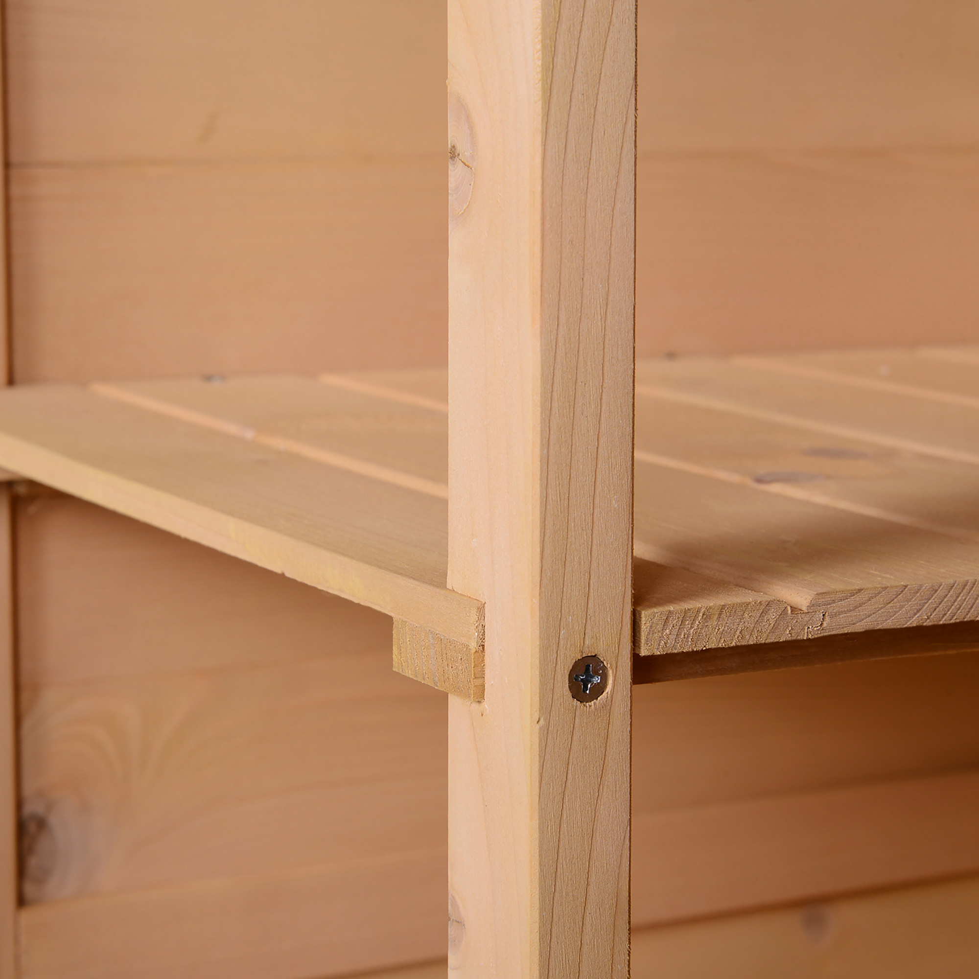 Outsunny Wooden Small Shed, Garden Storage Shed with Shelves and Bolt Latch, 75L x 56W x115H cm, Natural 8