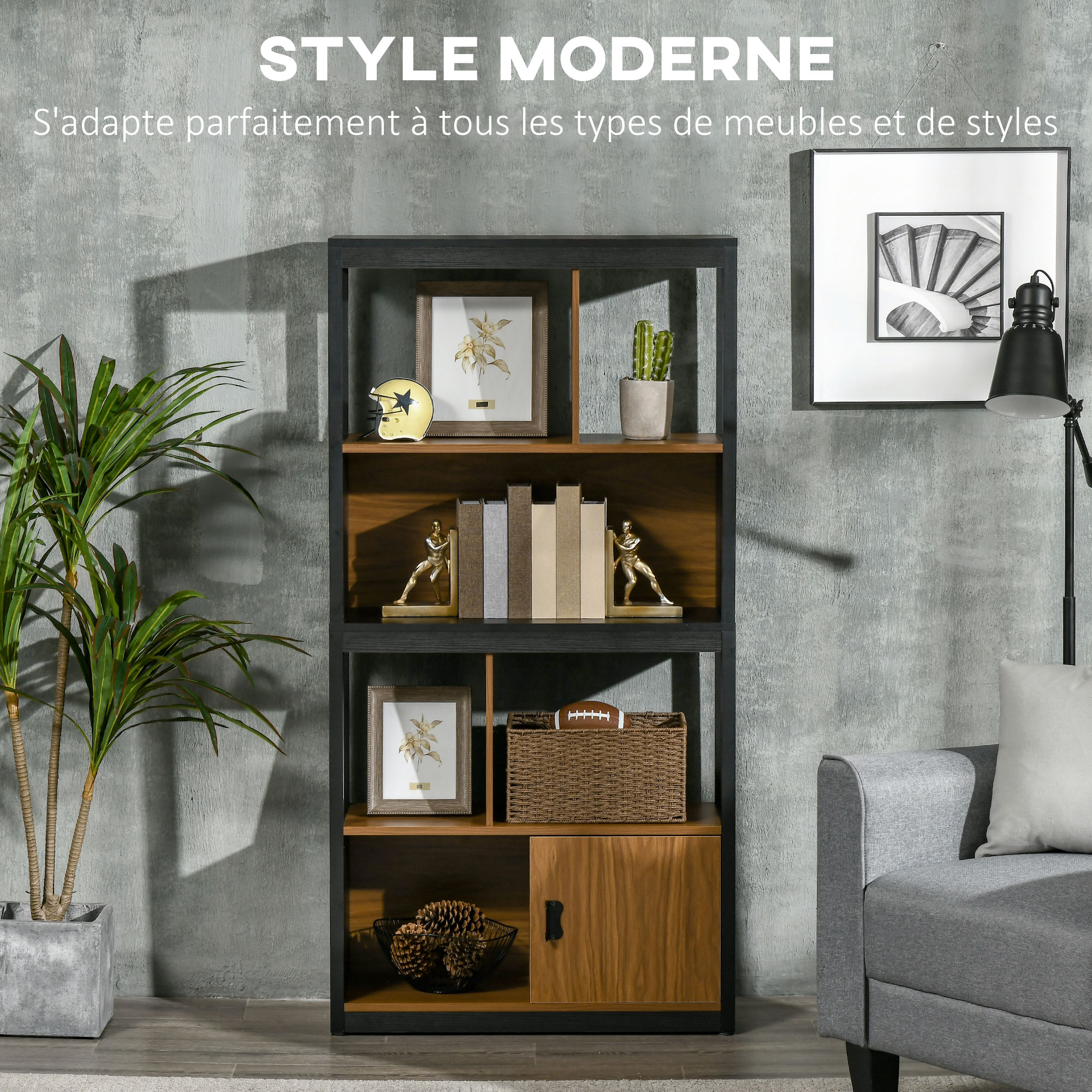 Odoria Armoire Miniature 1/12 – Bibliothèque Victorienne Bois Marron – Vitrine Meuble Poupée – Dimensions 8,2x3,8x13,9 Cm