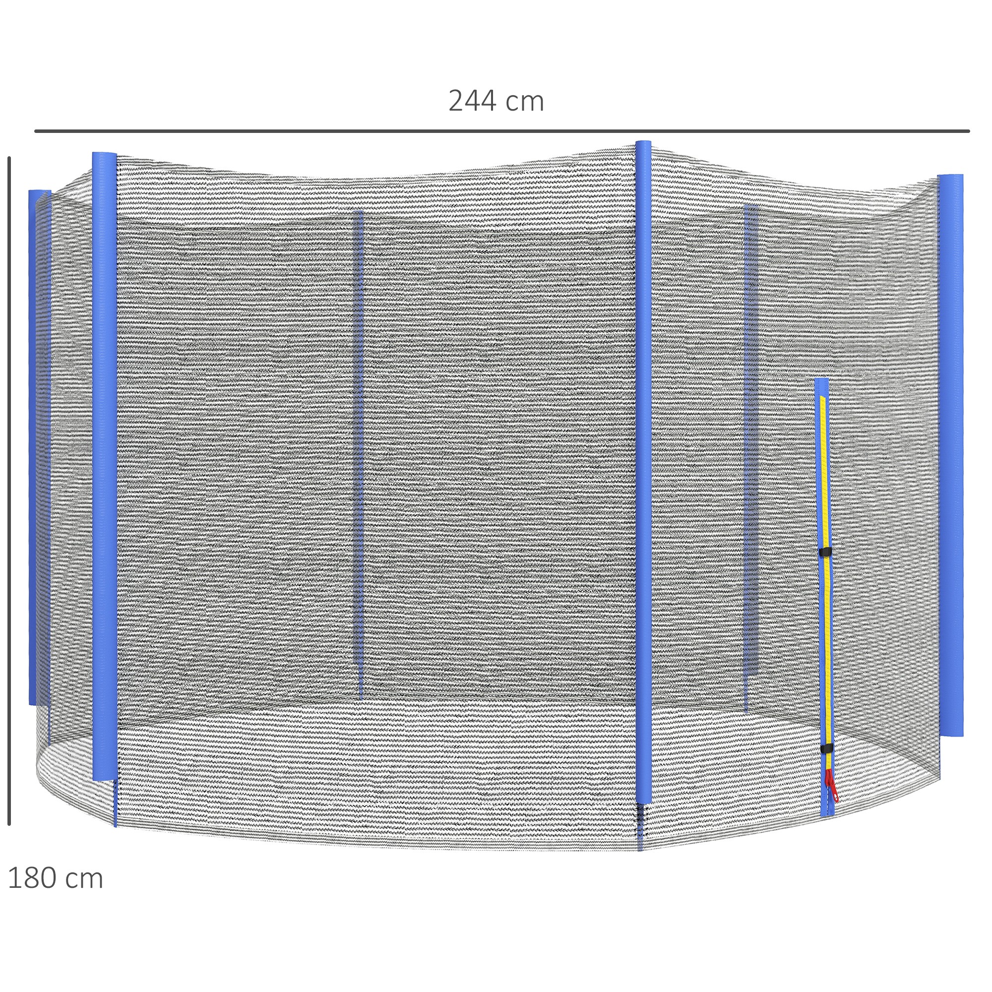 SPORTNOW 8ft Trampoline Net Replacement with 6 Plastic Pole Covers, Weather-Resistant Trampoline Netting Replacement with Zipped Entrance, Poles Not Included, Blue 3
