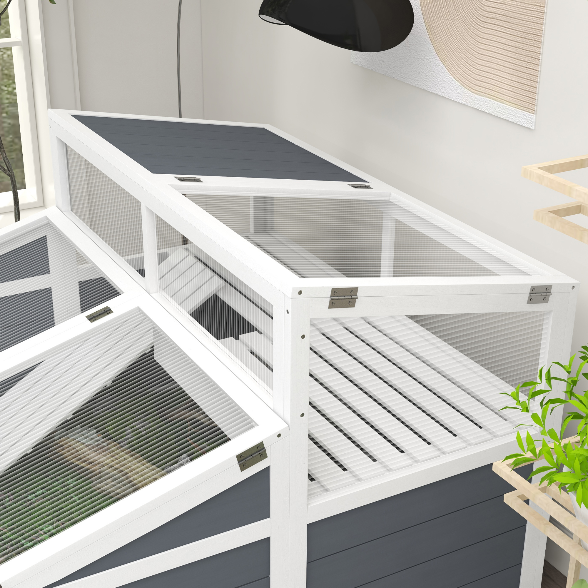 PawHut Aison Enclos Cage Pour Petit Anial Tortue Avec 2 Espaces 86 X