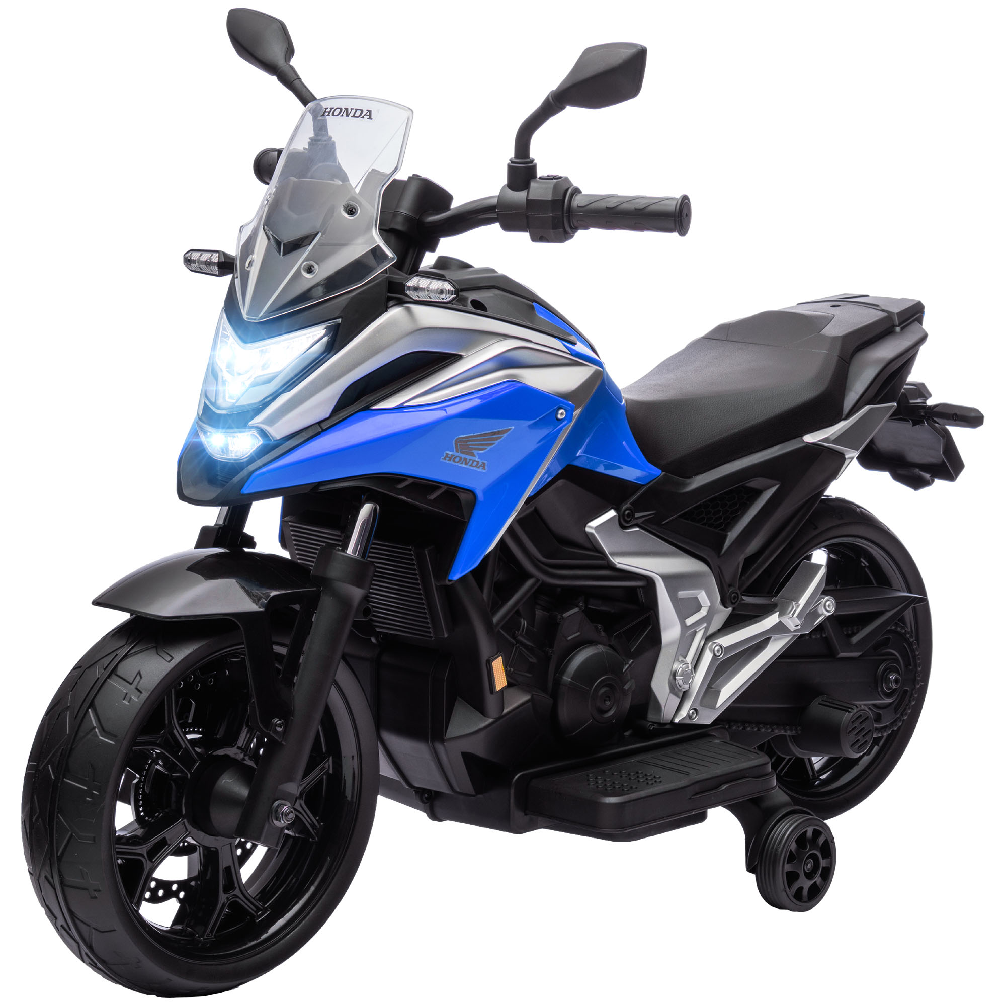 AIYAPLAY Moto électrique pour enfants moto porteur Honda pour enfants 3 à 6 ans avec musique, phares bleu