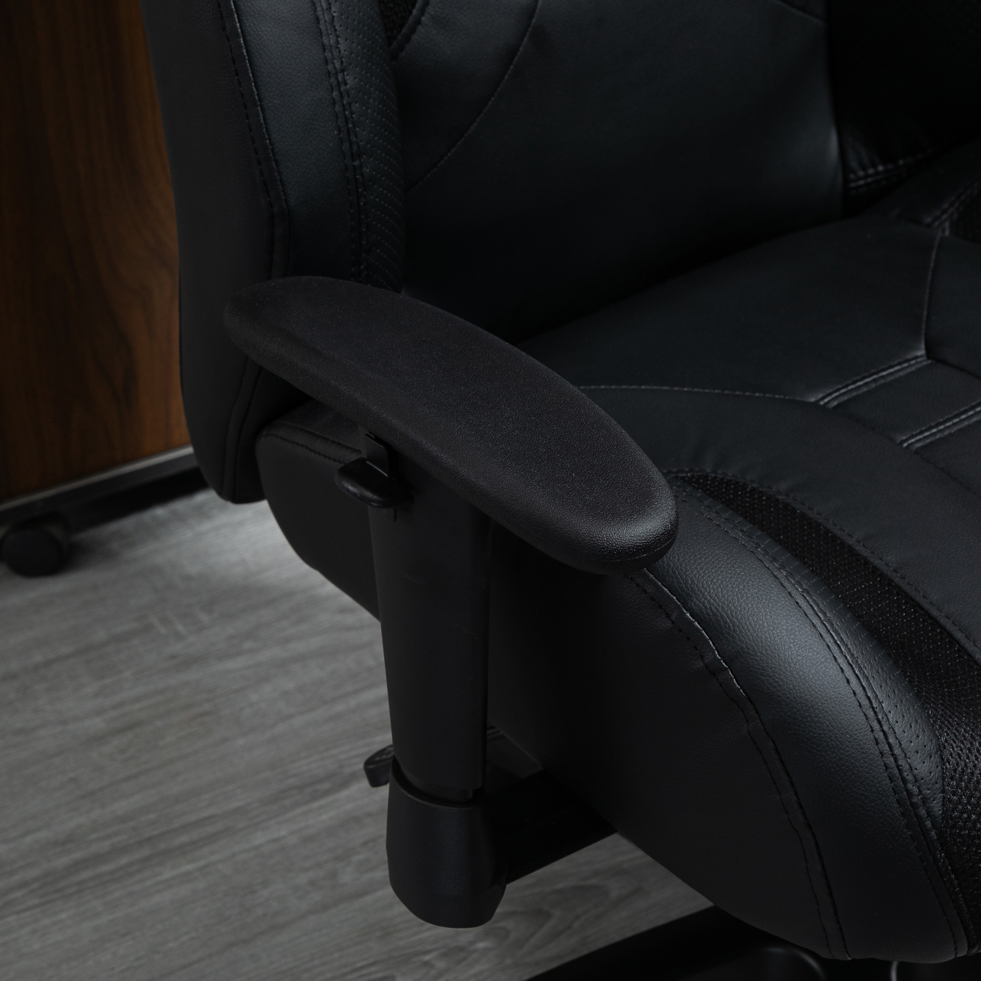 Vinsetto Racing Gaming Chair, Mesh & Faux Leather Computer Chair with High Back, Swivel Wheels, Adjustable Height and Armrest, Black 8