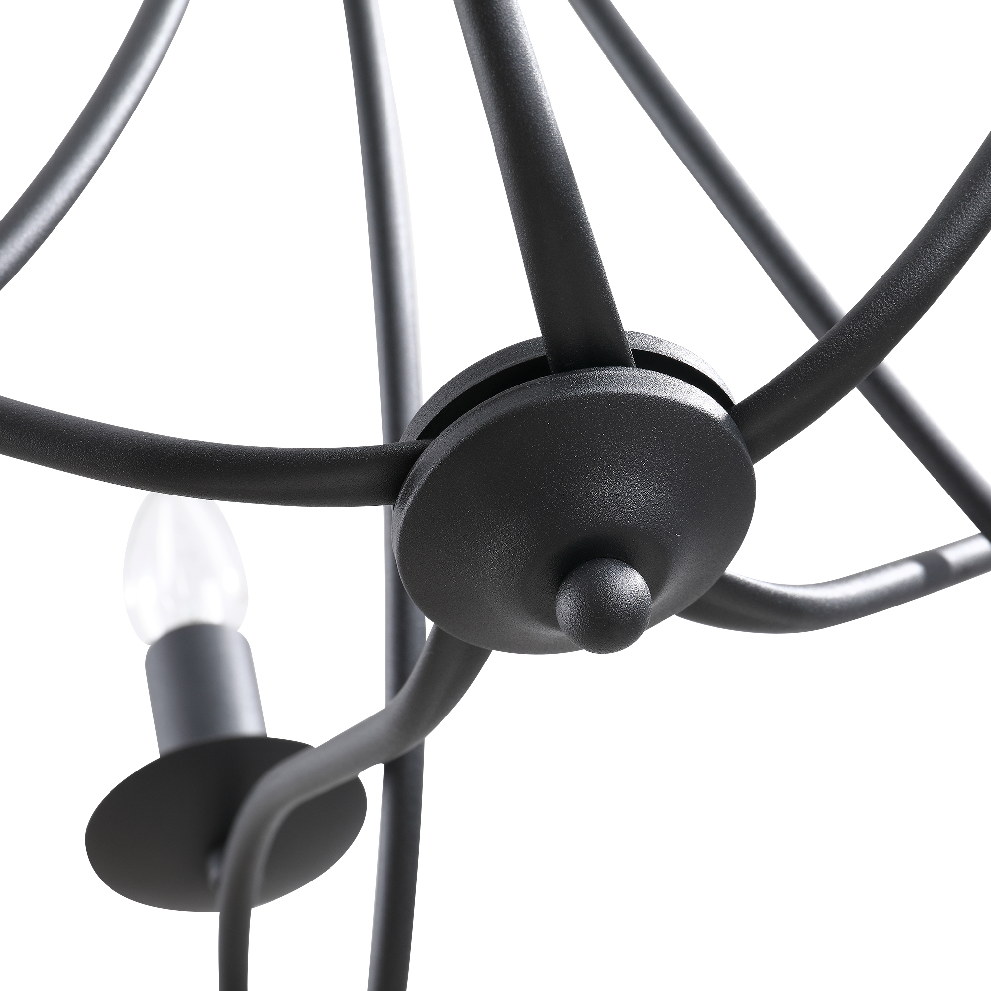 Lampadario a sospensione moderno in metallo nero intrecciato con cavo