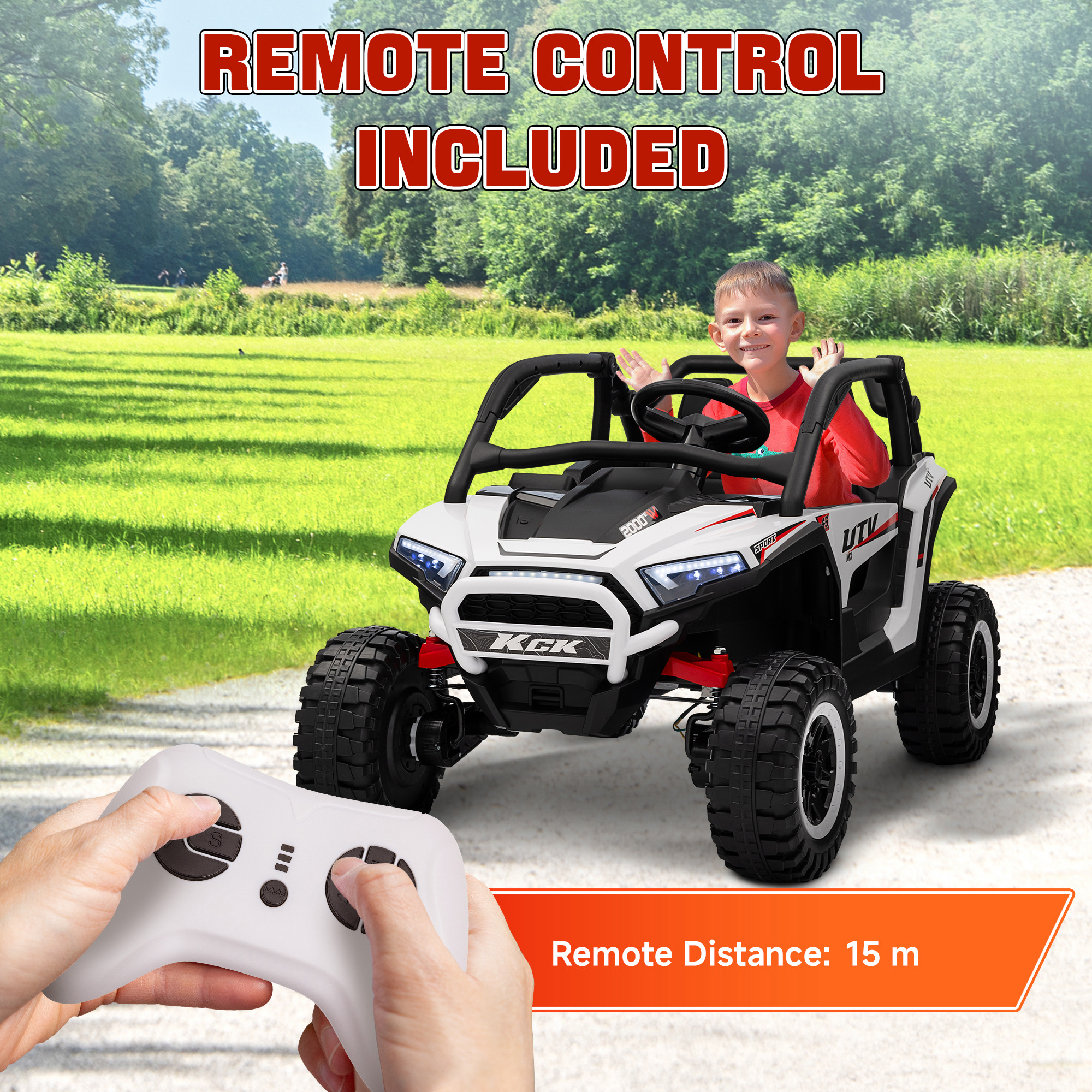 AIYAPLAY 2 Seater 24V 7AH Ride on Truck, Battery Powered Electric Ride On Car w/ Remote, Suspension, 3 Speeds, White 9