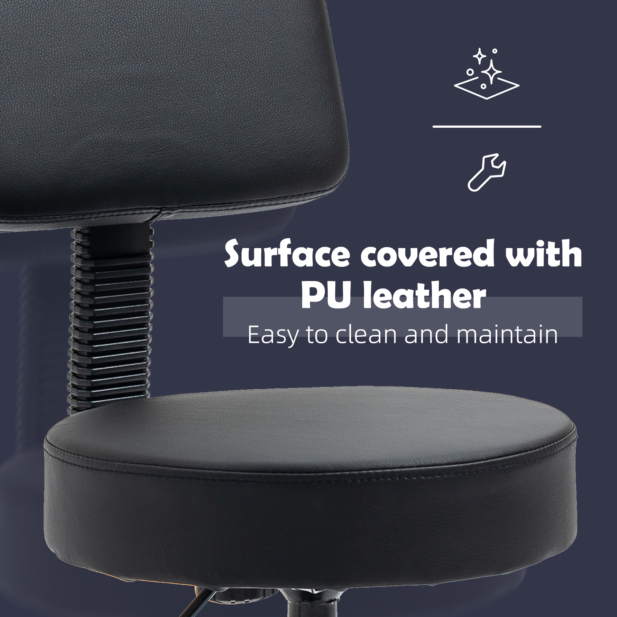 HOMCOM Swivel Salon Chair w/ Padded Seat Back 5 Wheels Adjustable Height Salon Hairdressers Tattoo Spa Rolling Black 4