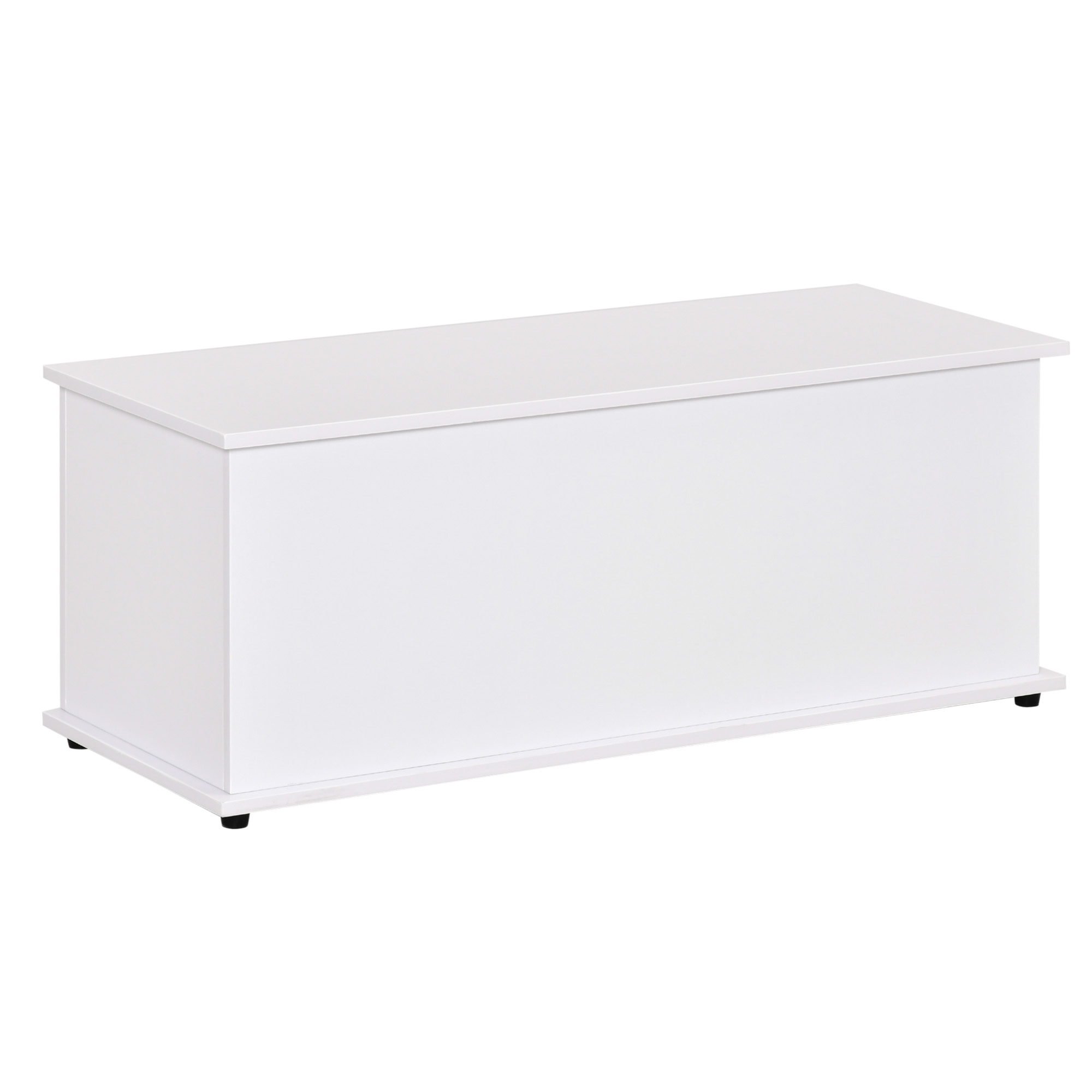 HOMCOM Baúl de Almacenamiento de Madera Taburete para Almacenaje con Tapa para Dormitorio Salón Carga Max. 60 kg 100x40x40 cm Blanco | Aosom España
