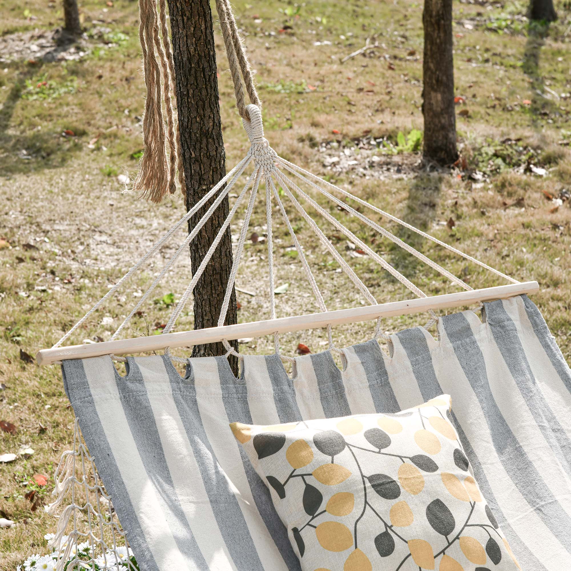 Hamac De Voyage Outsunny Portable - Hamac Toile Respirante 290 X 150 Cm, Coton/Polyester Multicolore, Avec Sac De Transport Et Boucles Métal