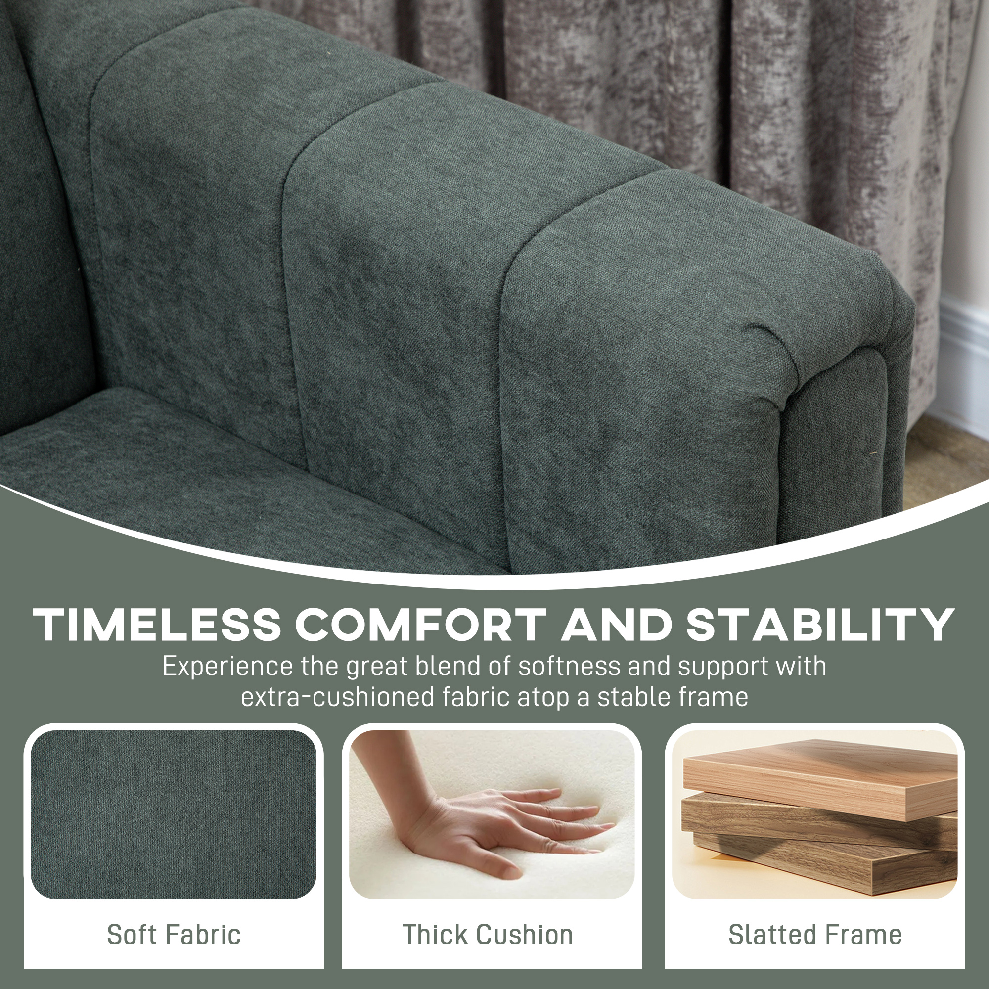 HOMCOM Three-Seater Relaxed Modern Sofa Grey 6