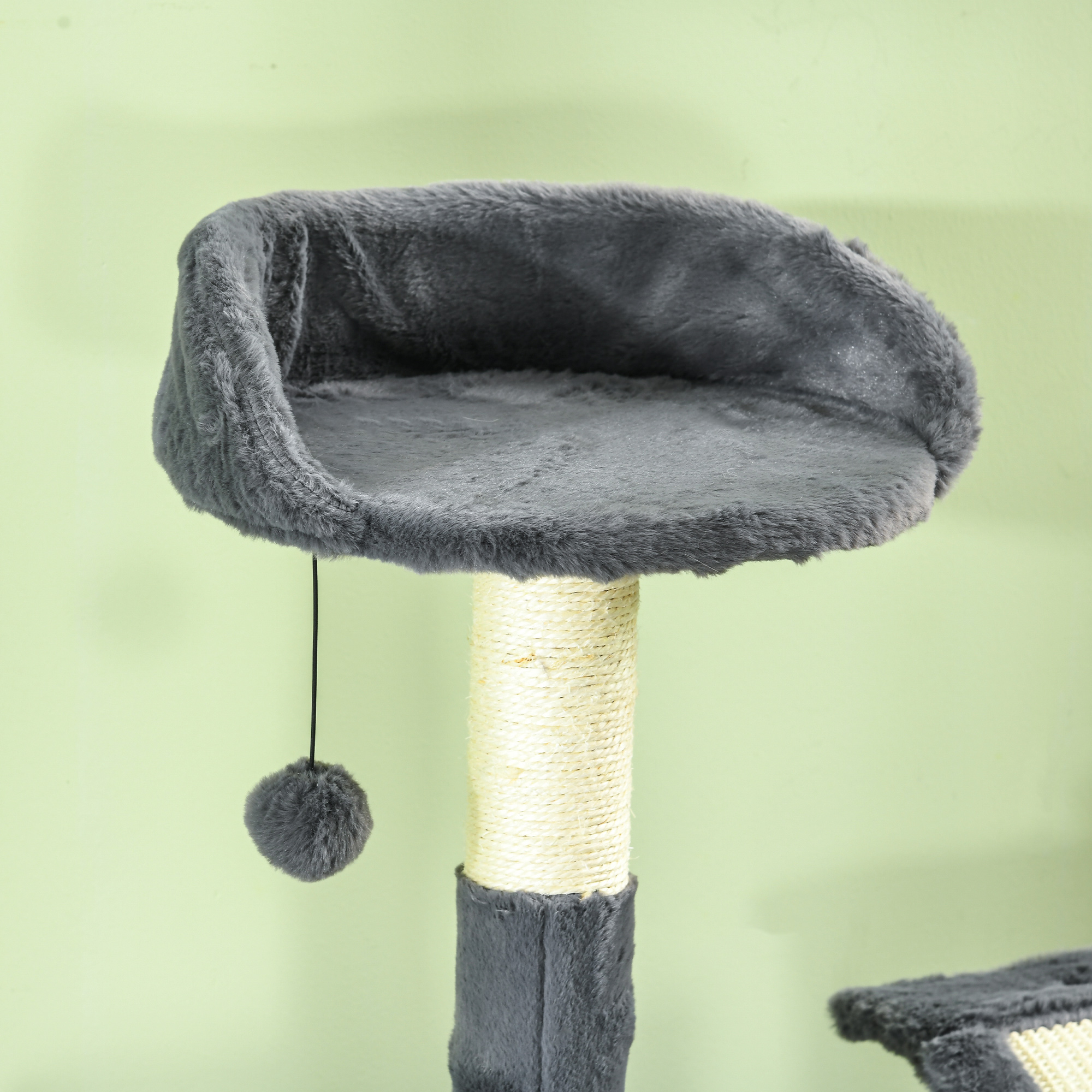 PawHut 177cm Cat Tree with Scratching Post, Hammock, Cat House Dark Grey 7