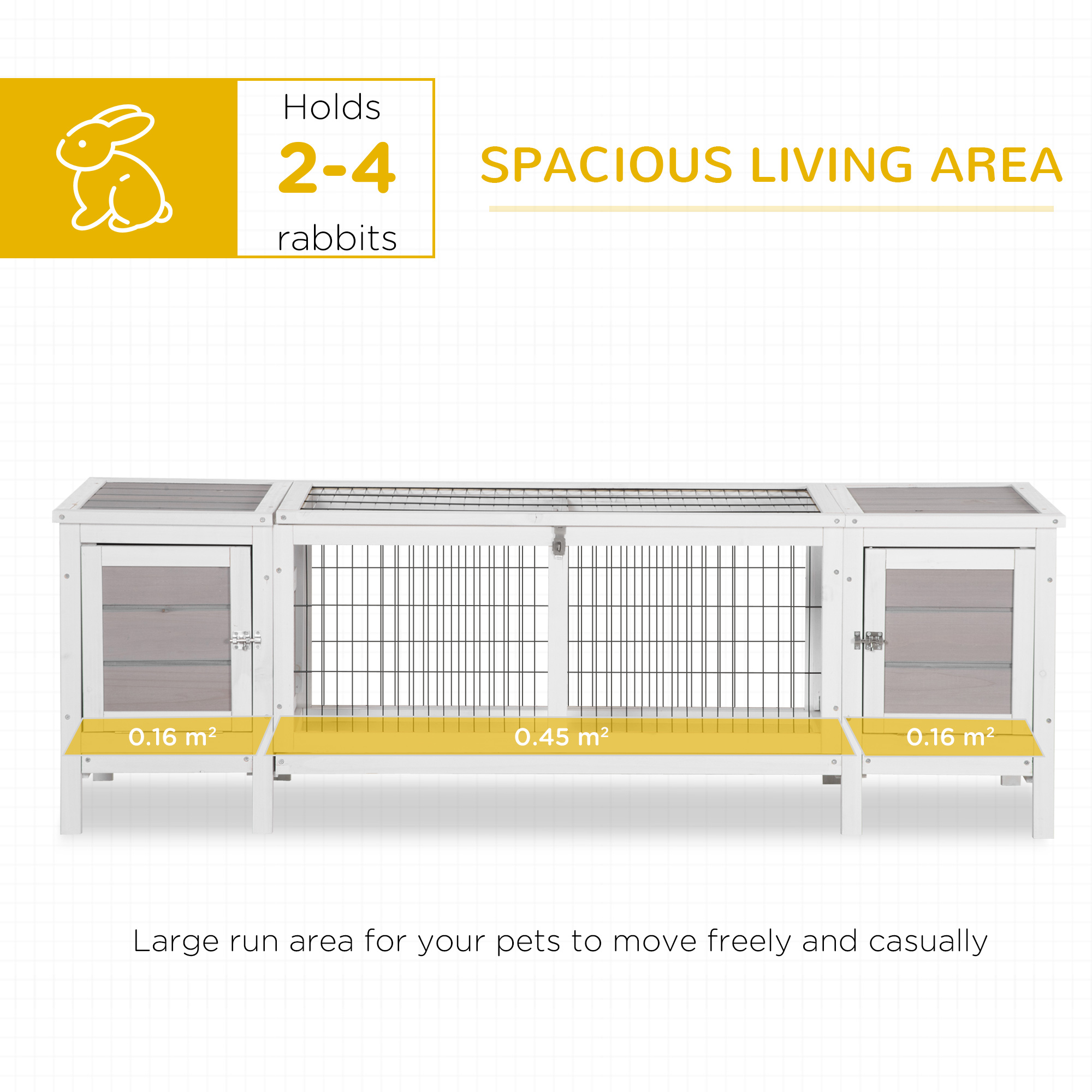 PawHut Rabbit Hutch and Run, with Removable Tray Grey 4