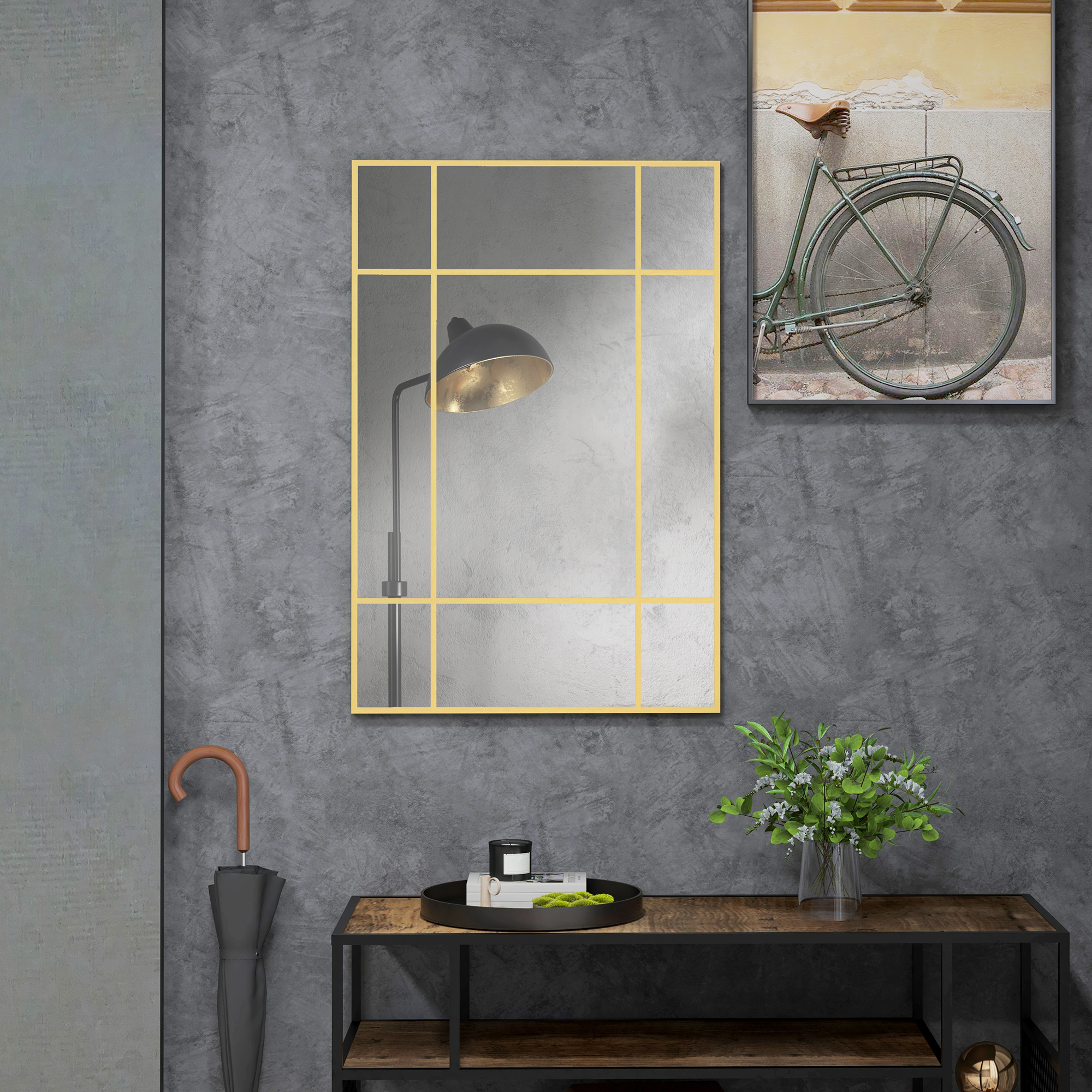 Espejo De Pared Rectangular 30x40 Pulgadas, Marco Dorado/aluminio - Esquinas Redondeadas, Vidrio Flotado HD, Para Baño Y Salón