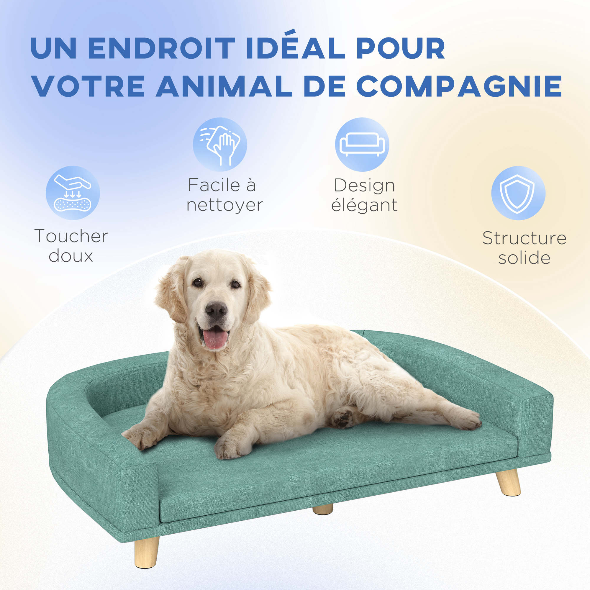 Canapé Pour Chien Surélevé PawHut - Velours Doux, Pieds Anti-humidité, Pour Petits Chiens Jusqu'à 5 Kg