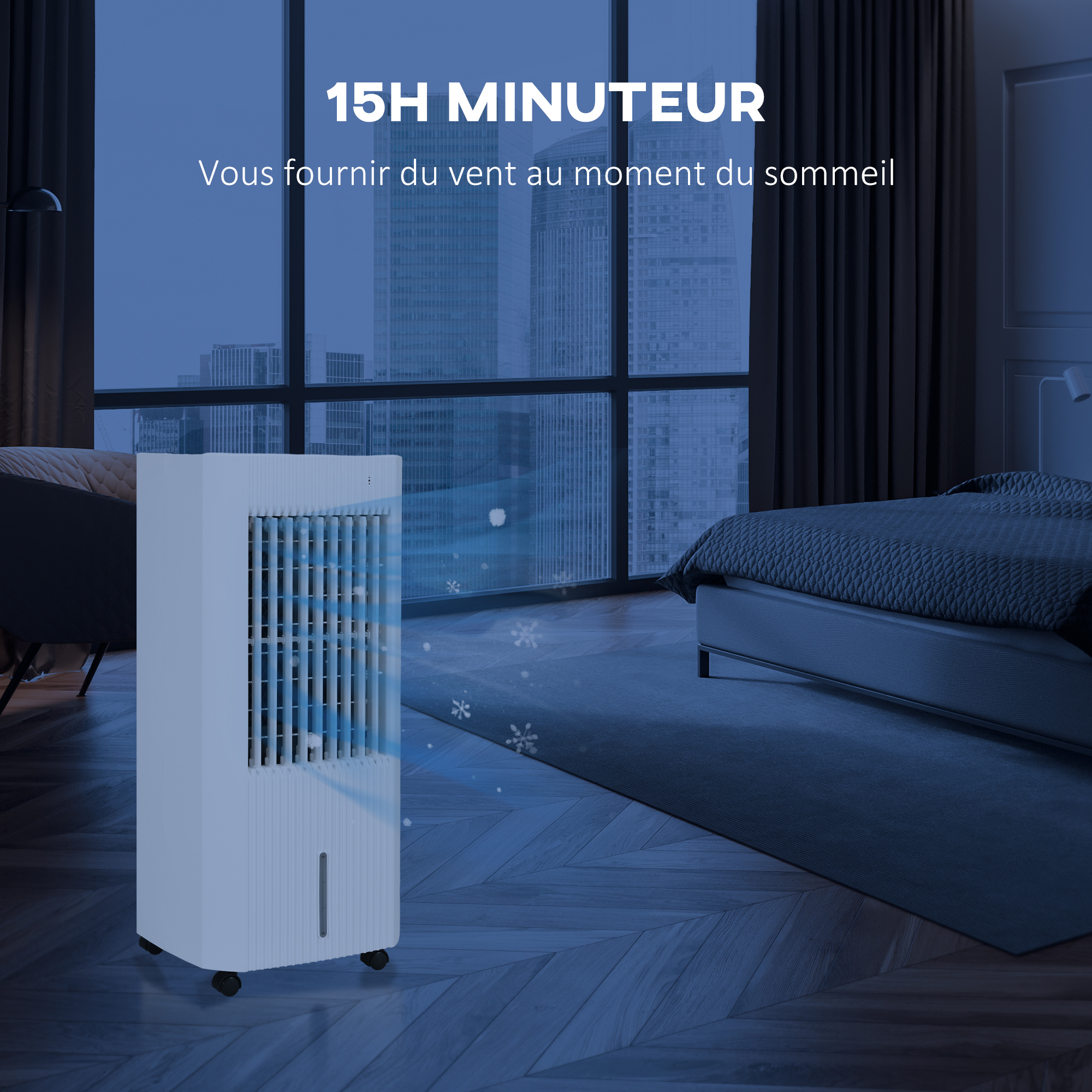 Climatiseur Mobile 3-en-1 HOMCOM - Ventilation, Refroidissement, Humidification - Réservoir 3,5L - Télécommande - Blanc